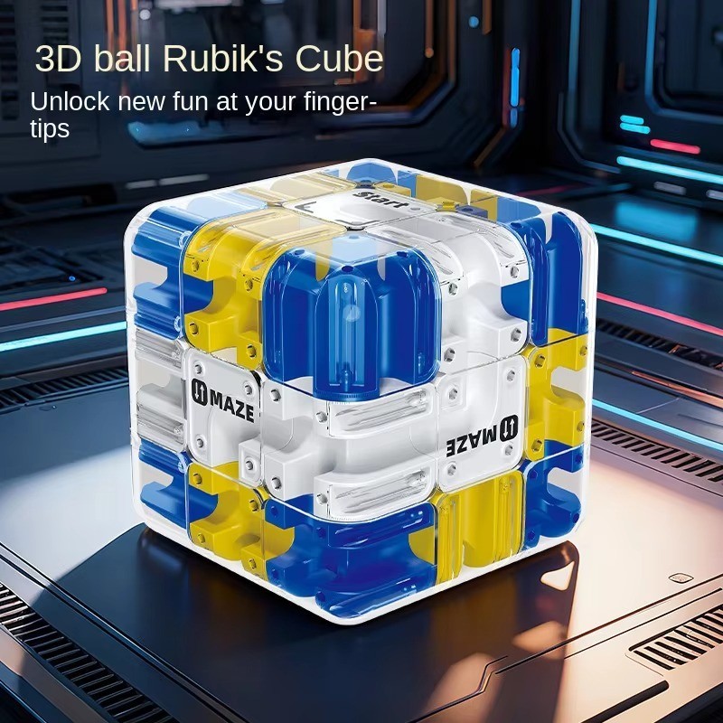 3D Labyrinth Puzzle Maze Cube – Engaging Brain Teaser Toy, Improve Spatial – NEW