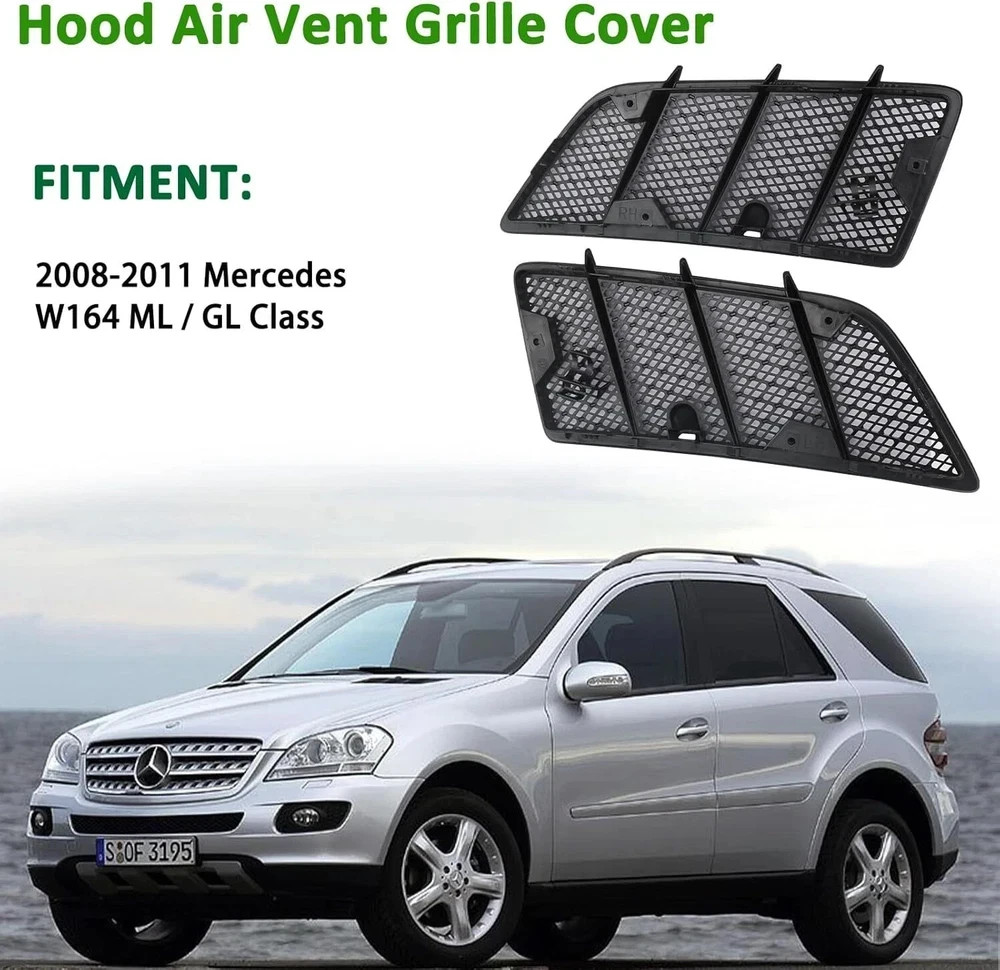 Pair Hood Air Vent Grille Cover Compatible with 2008-2011 Mercedes Benz W164