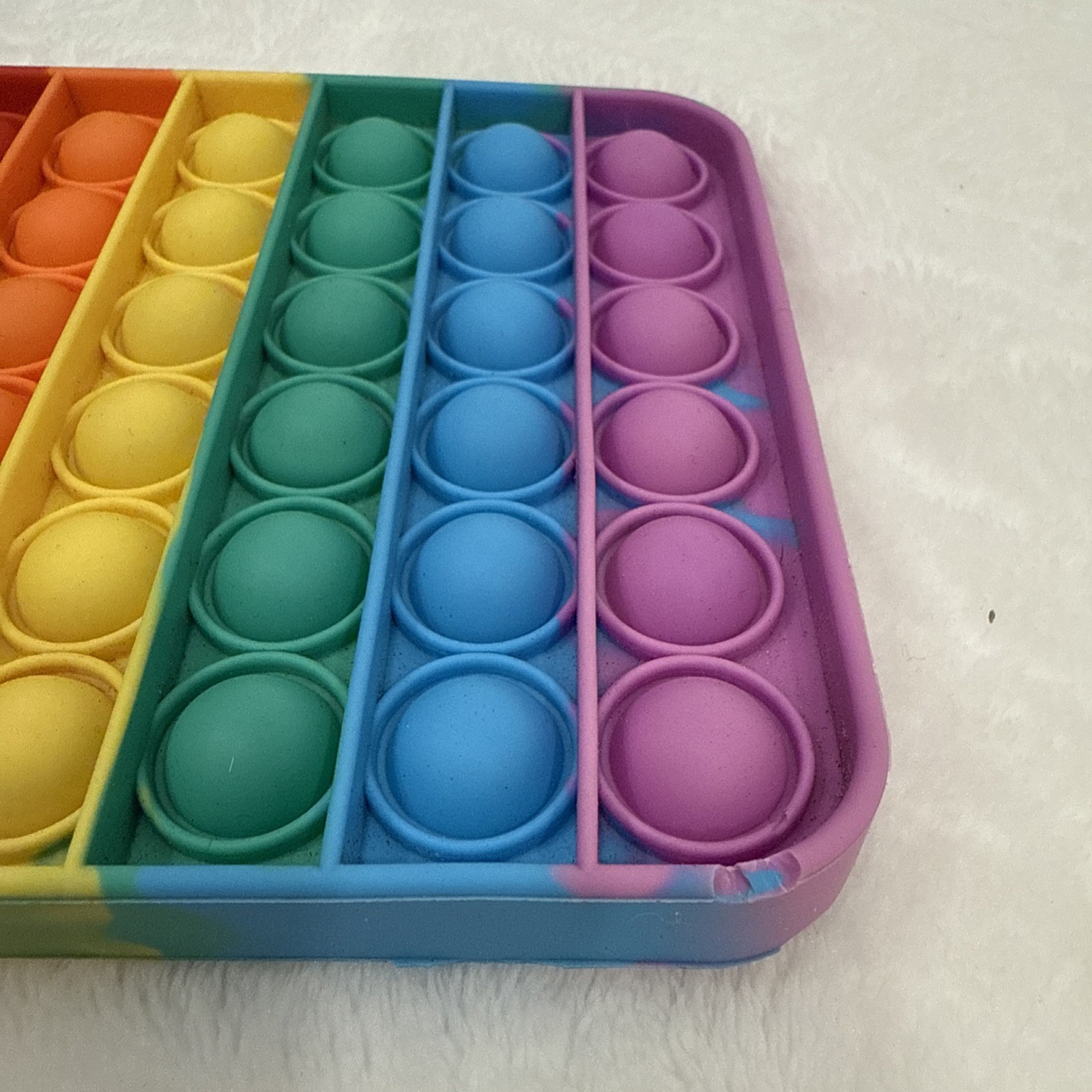 Fidget Toy Kids Fun Pop Sensory Stress Relief Bubbles Rainbow Silicone-T6