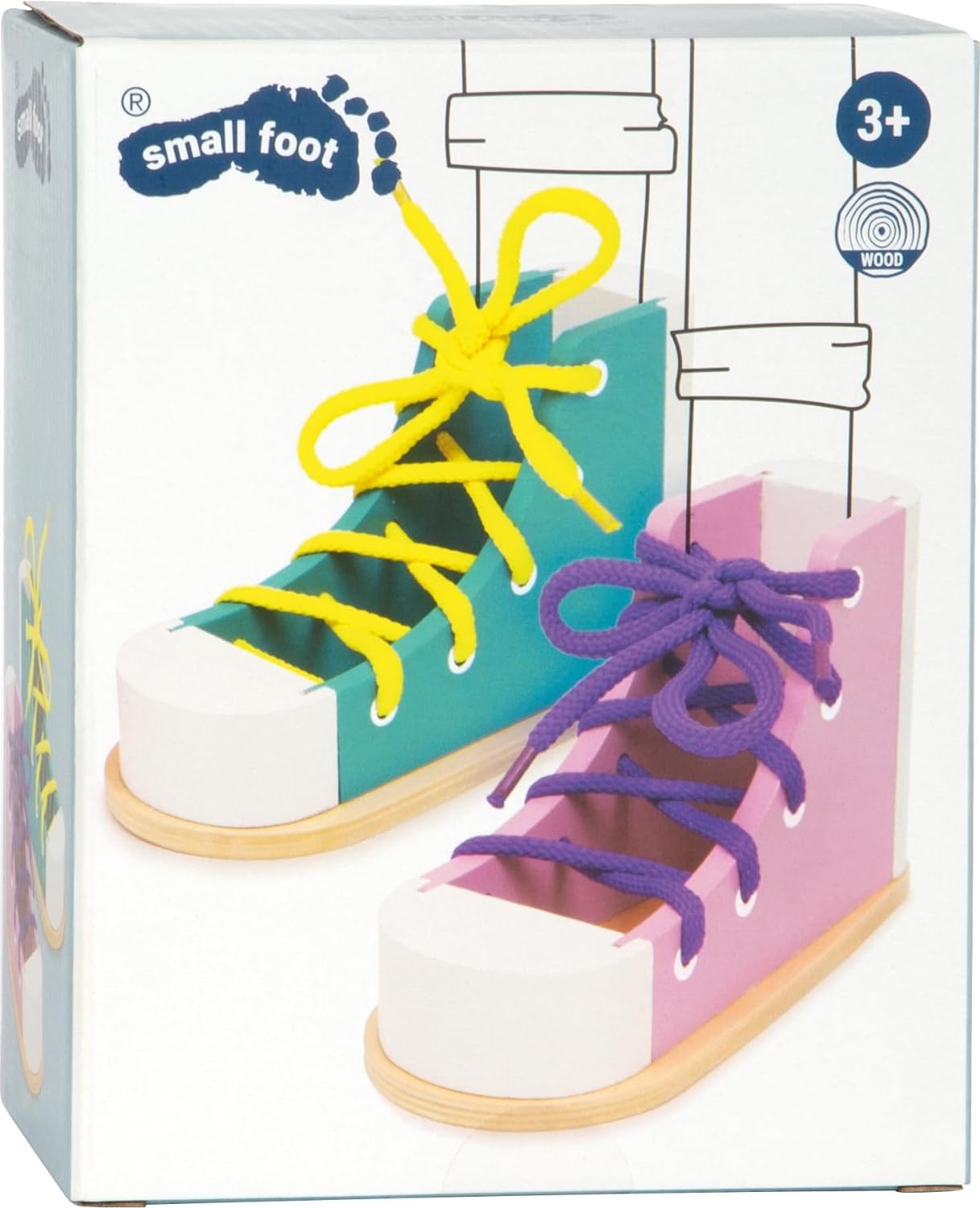 small foot 6475 Set of 2 wooden shoes for threading and tying, including matchin