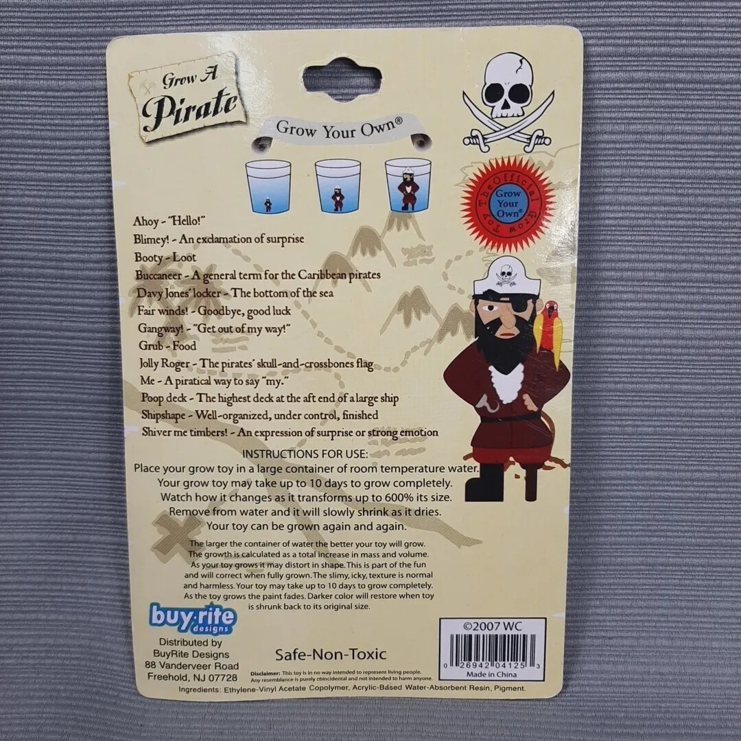 Grow a Pirate Just Add Water Pirates Official 600% Size NEW In Package
