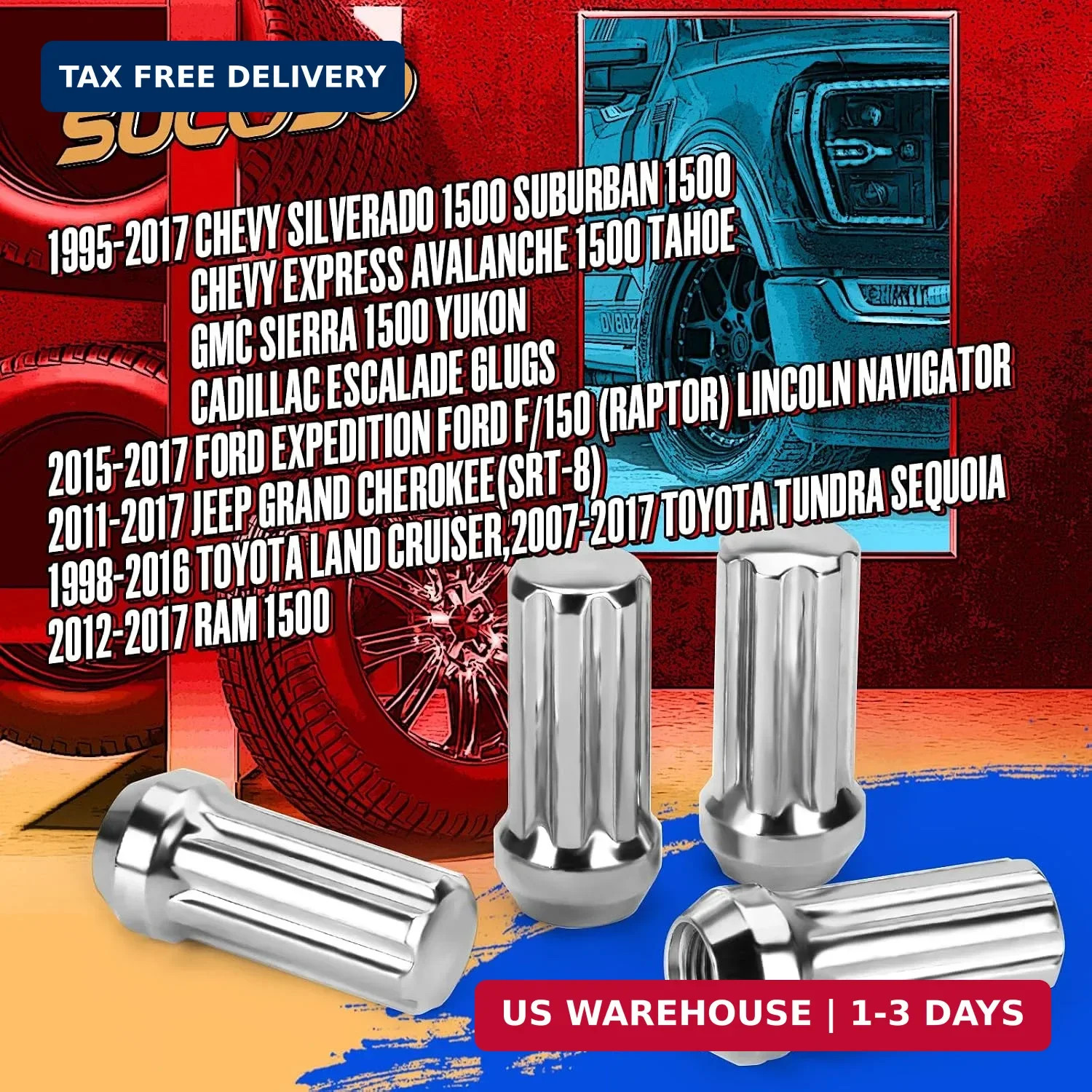 14×1.5 Lug Nuts Replacement for Chevy Silverado Tahoe Suburban Ford F-150 GMC Si