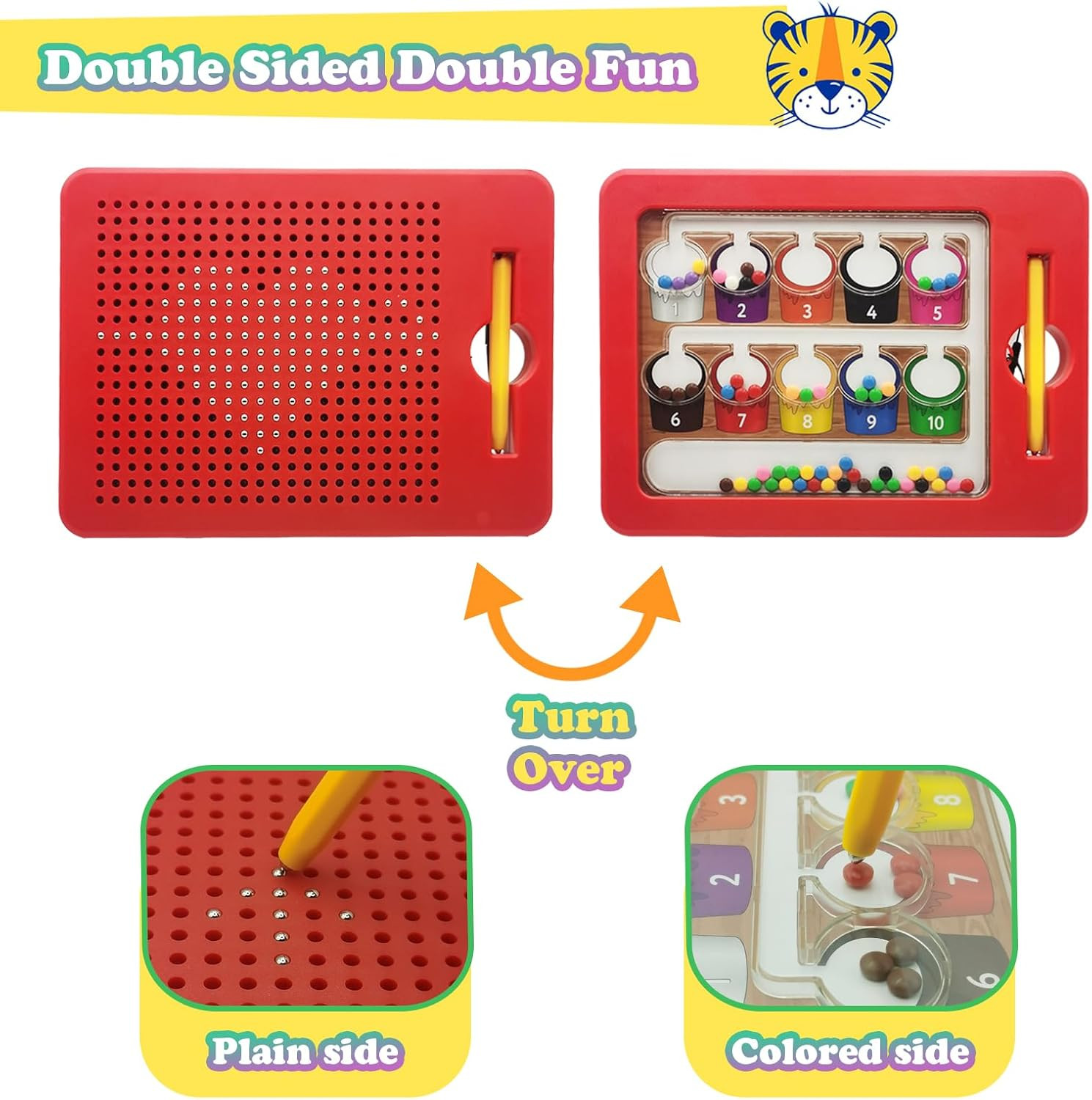 2 in 1 Double-Sided Magnetic Drawing Board for Kids, Magnetic Color Number
