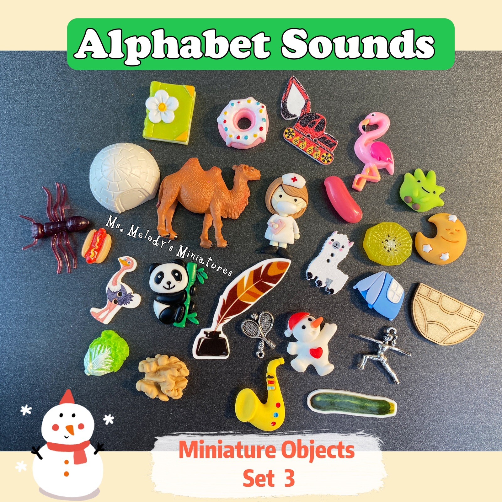 Set 3 Beginning Alphabet Initial Letter Sound Phonics Montessori Mini Object SLP