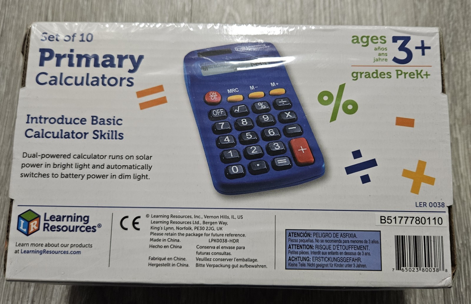 Learning Resources Set Of 10 Primary Calculators Blue Brand New