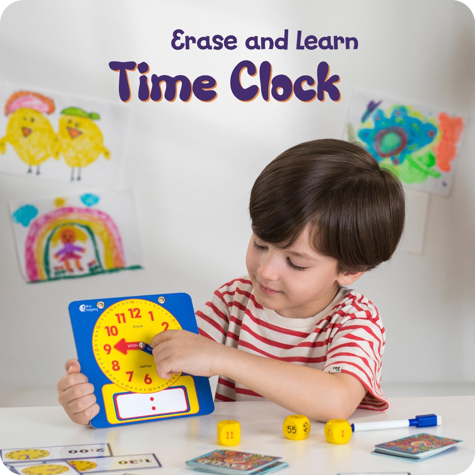 WISE HEDGEHOG Kids Learning Time Activity Game Set, 53 Piece Set, 5+
