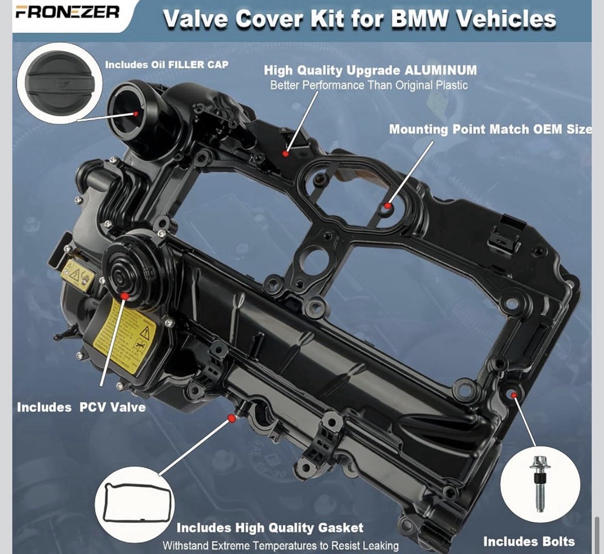 N20 Engine Valve Cover Kit with Gasket, Bolts & Oil Filler Cap Compatible wit…
