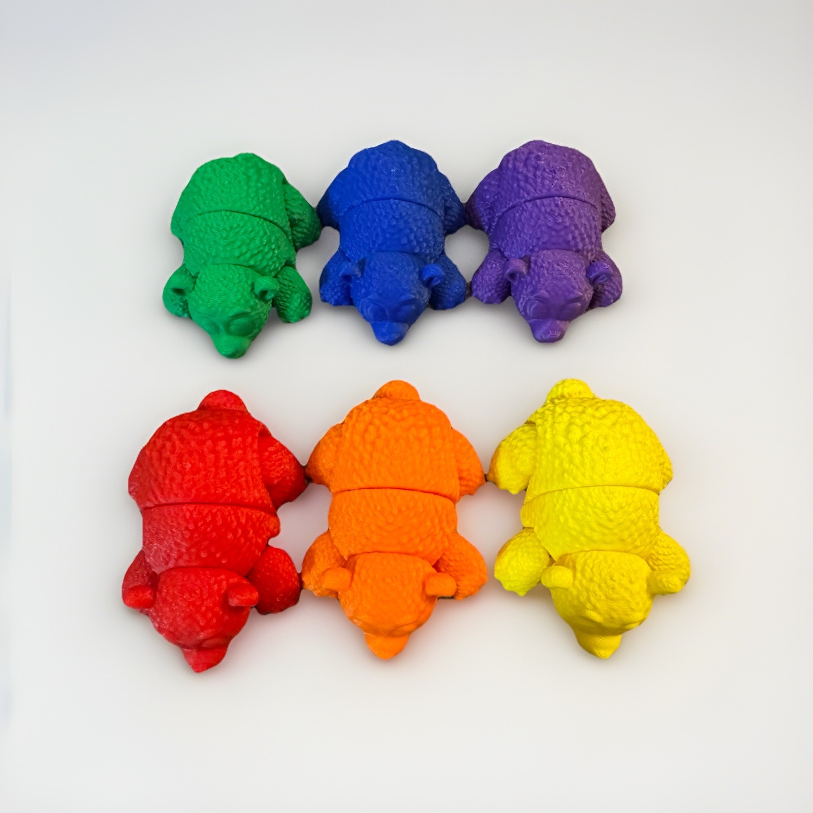 3D Printed Articulated Rainbow Bears Fidget Sensory Toys For Kids Learning 6 SET