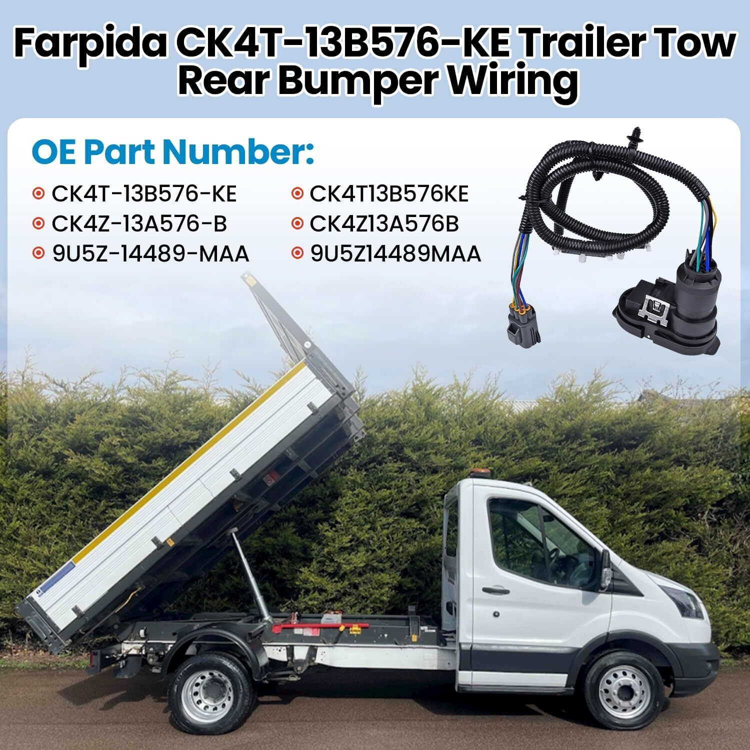 CK4T-13B576-KE Trailer Tow Rear Bumper Wiring Connector Harness Kit Fit for Ford
