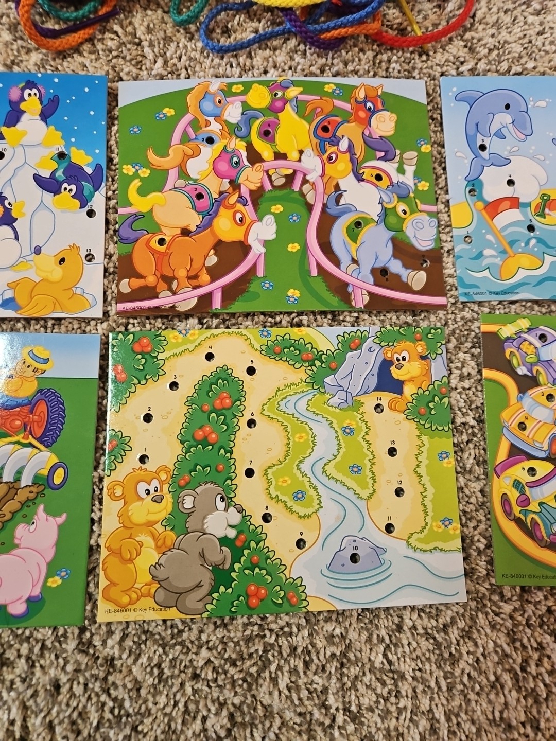 Key Education 6 Lacing Cards And 6 Laces Ages 3 And Up Learn To Lace Game