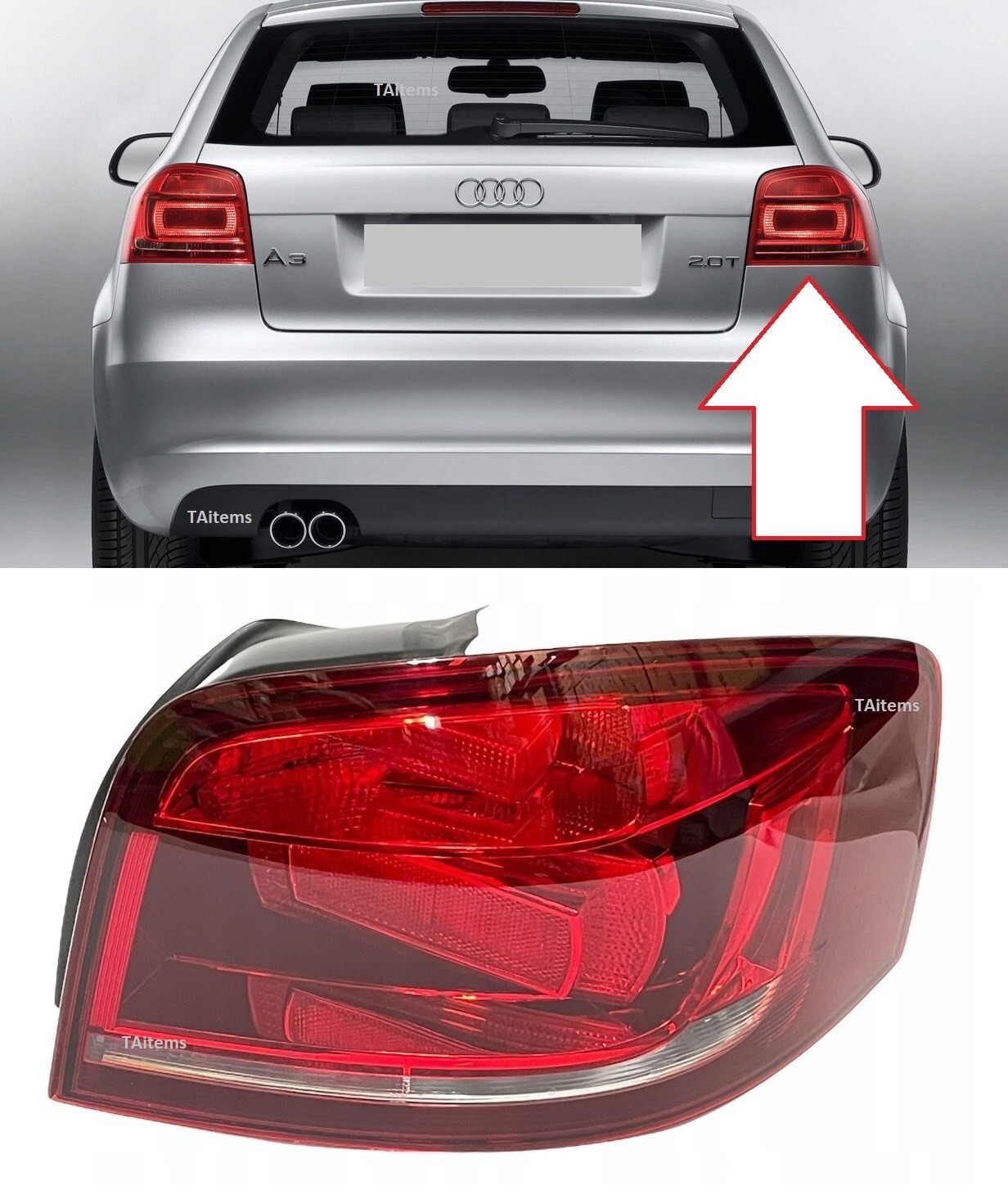 RIGHT REAR TAIL LIGHT LAMP FITS FOR AUDI A3 (8P) 2008-2012 ONLY 3 DOORS