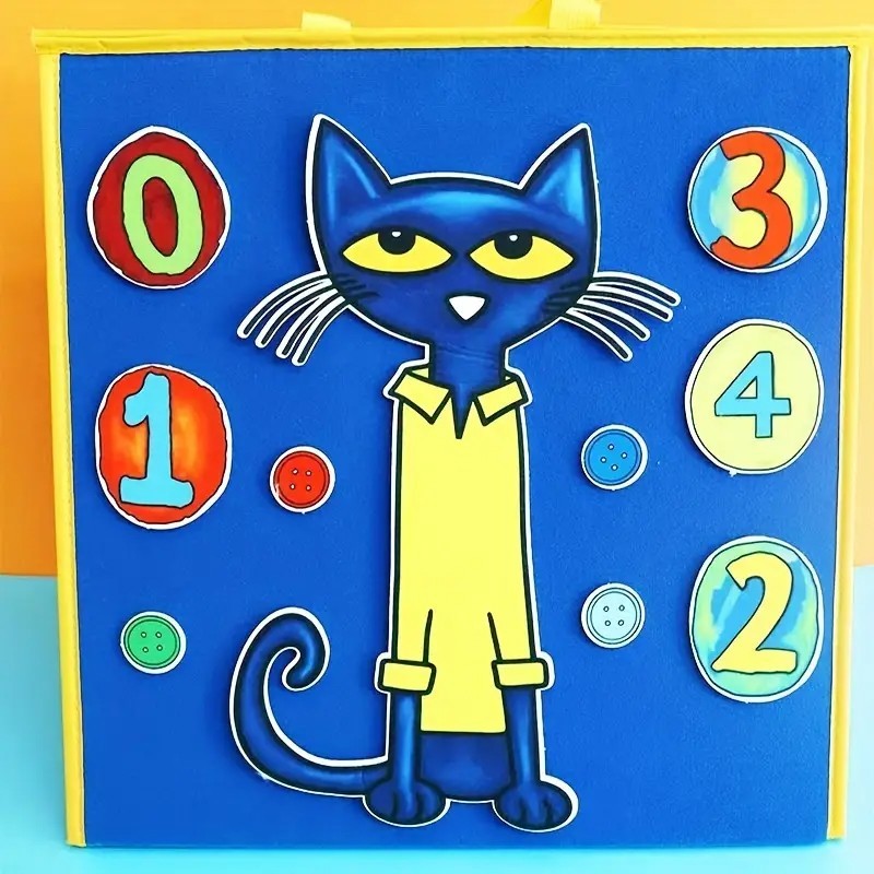 Pete the Cat Button Story Felt Set Flannel Board Educational Toys Preschool Kids