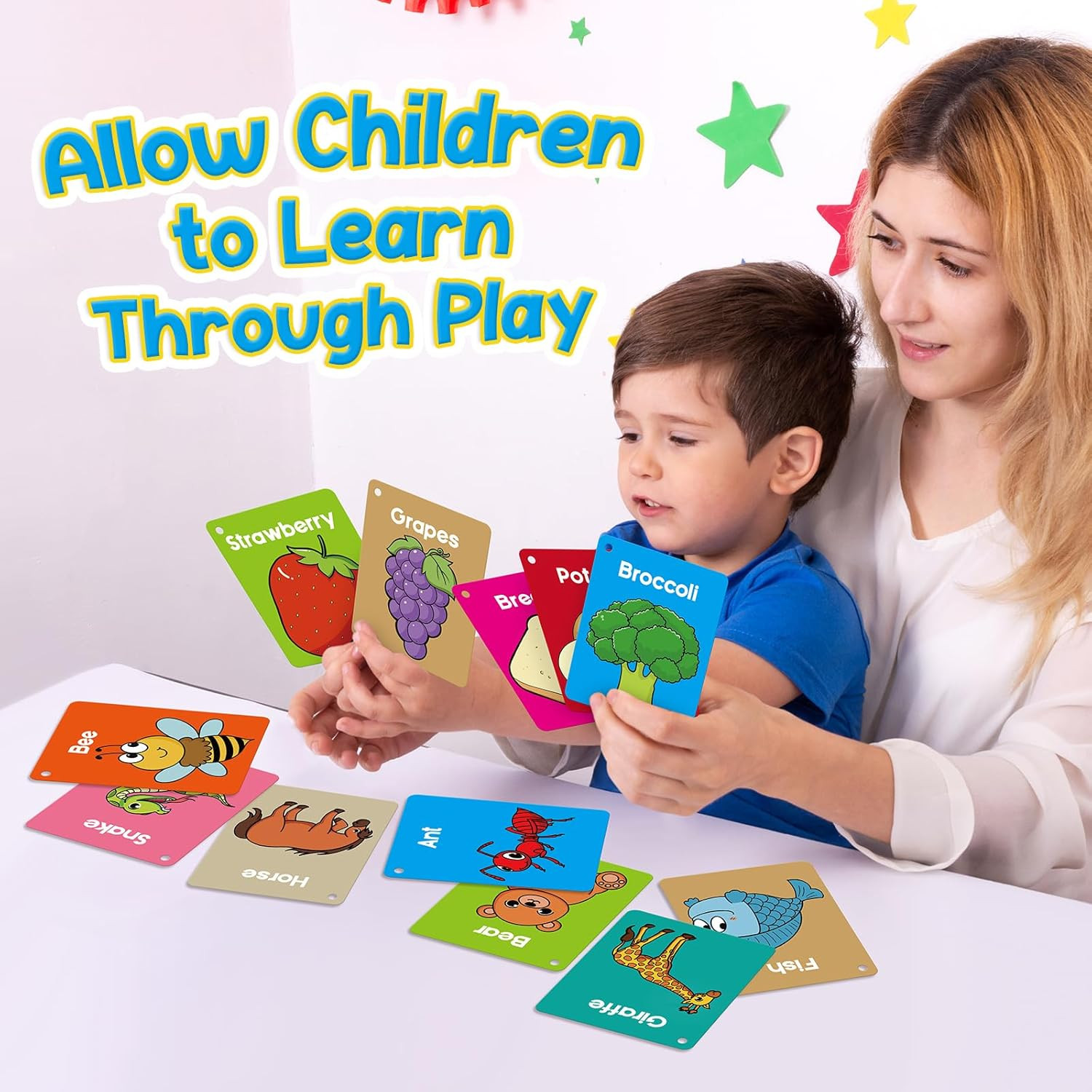 Toddler Flash Cards for Kids, Learning Alphabet, Numbers, Shapes, Colors, Animal