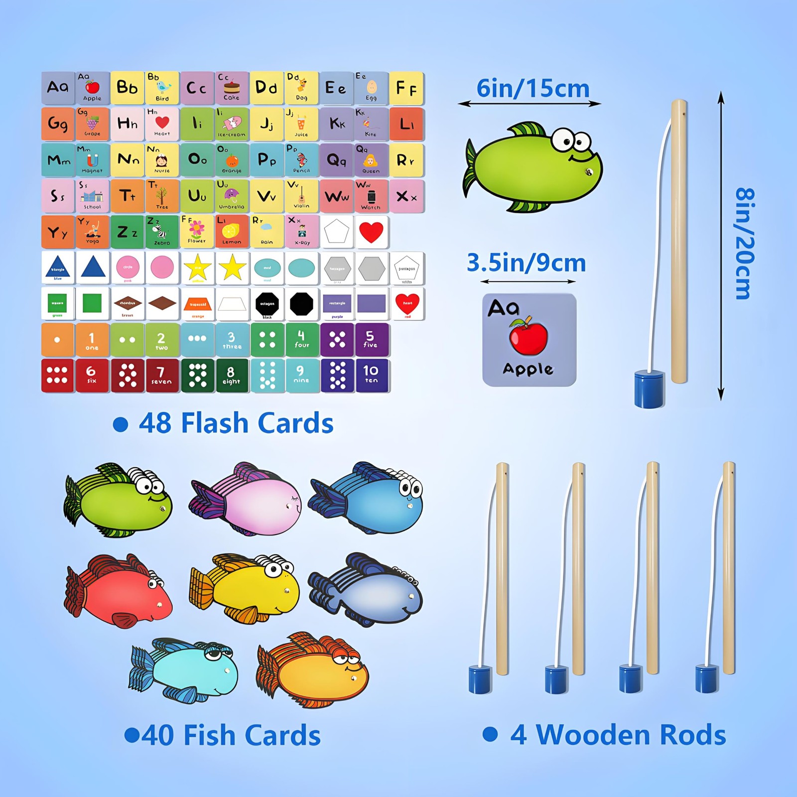 Magnetic Fishing Game 40 Dry Erase Fish Cards 48 Sight Words Flash Cards Kind…