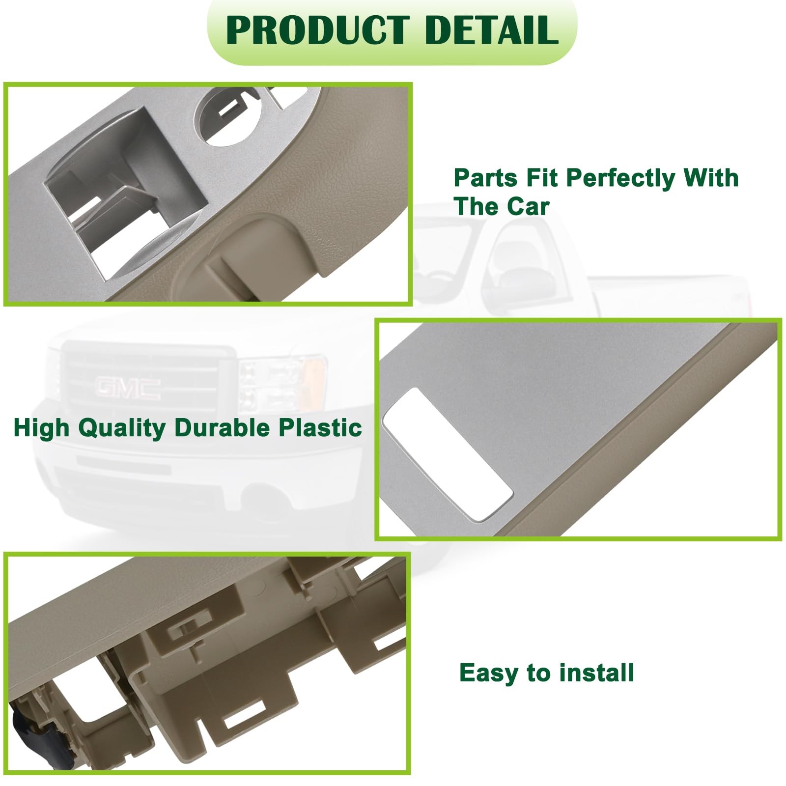 omoZone Window Switch Bezel Cover Front Left For Pickup 2-Door, Cashmere FL