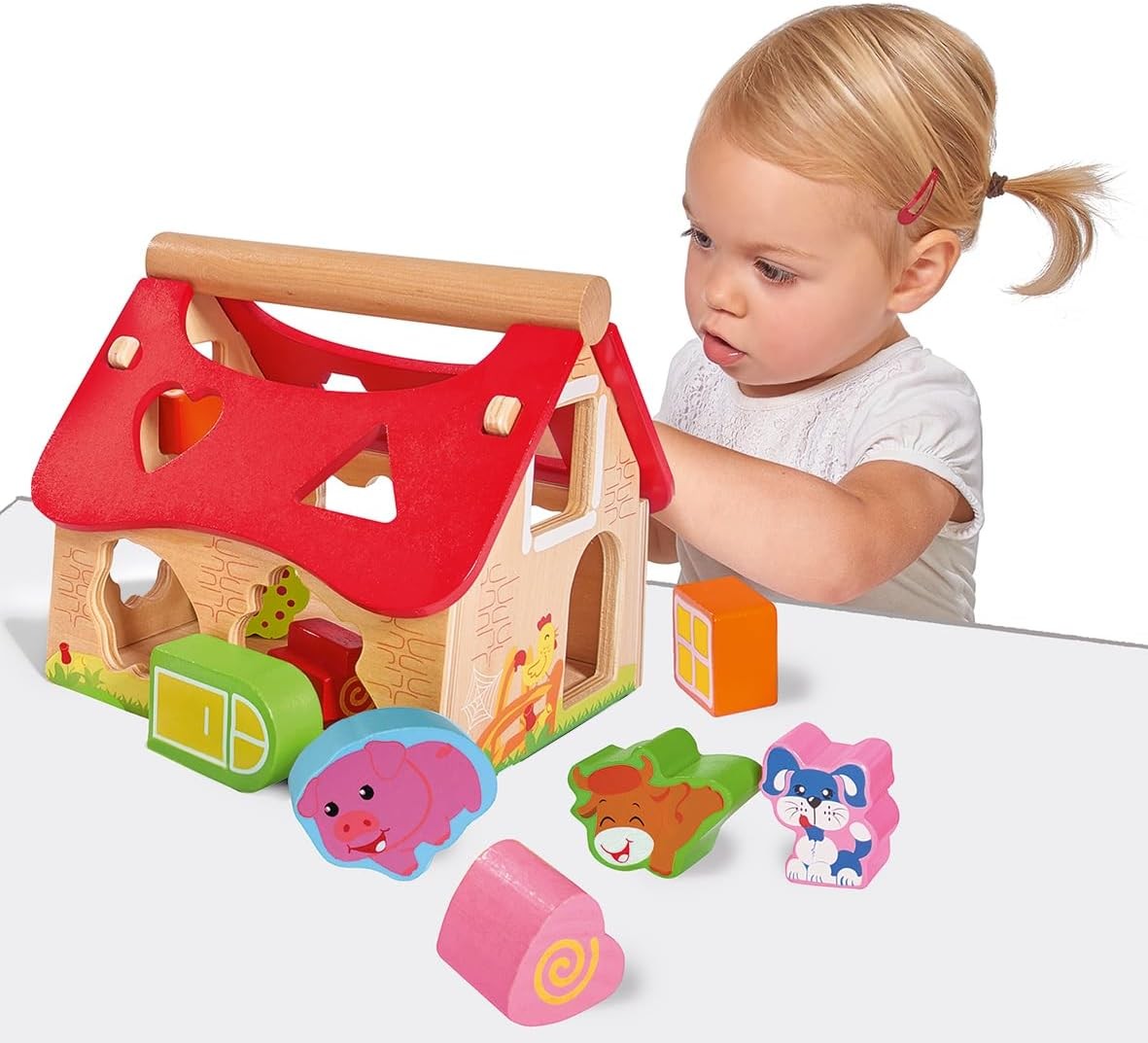 Eichhorn 100002098 Colourful Farmhouse Baby Toy Quality Wooden Sorter Comes with