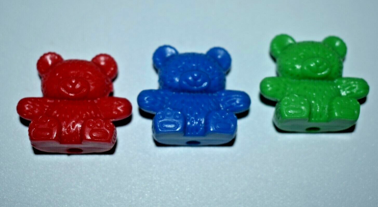 Lot of Teddy Bear Toy Figures Blue Red Green Bears