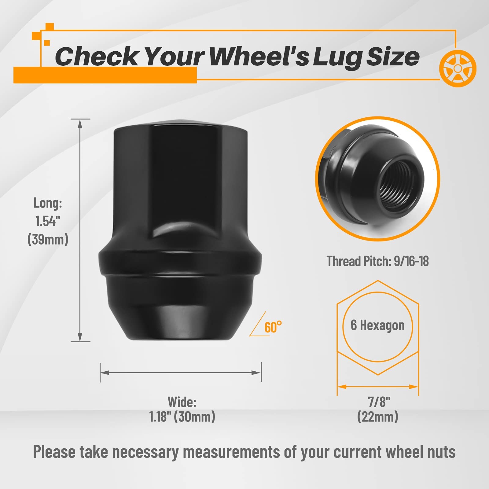 MIKKUPPA 9/16″-18 Black Lug Nuts 20 Packs Ram Wheel