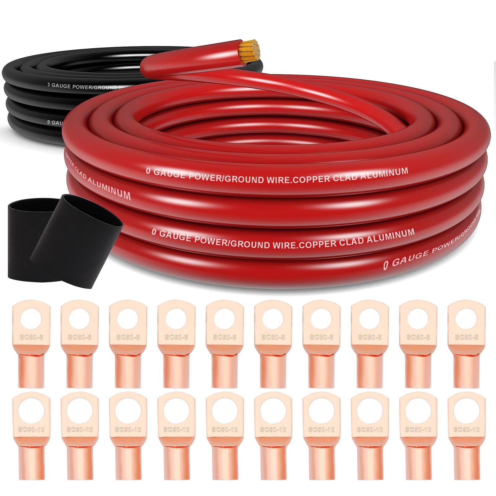 1/0 AWG Battery Cable 0 Gauge Wire Copper Clad Aluminum CCA Amp Wir… Fast Ship