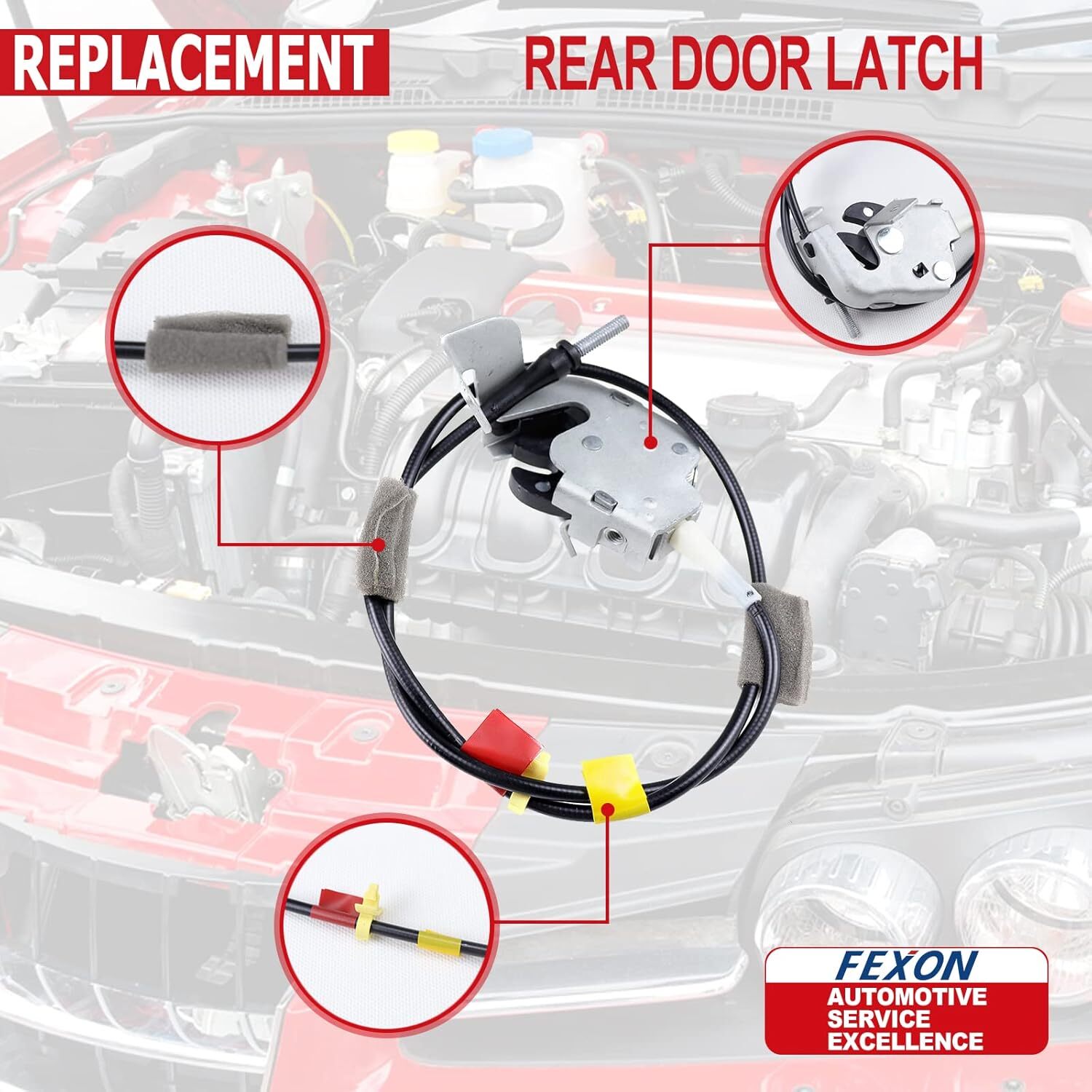 Rear Door Latch w/Cabel for Ford F150 1997-2004, Left and Right 2 Pack, Fit Rear
