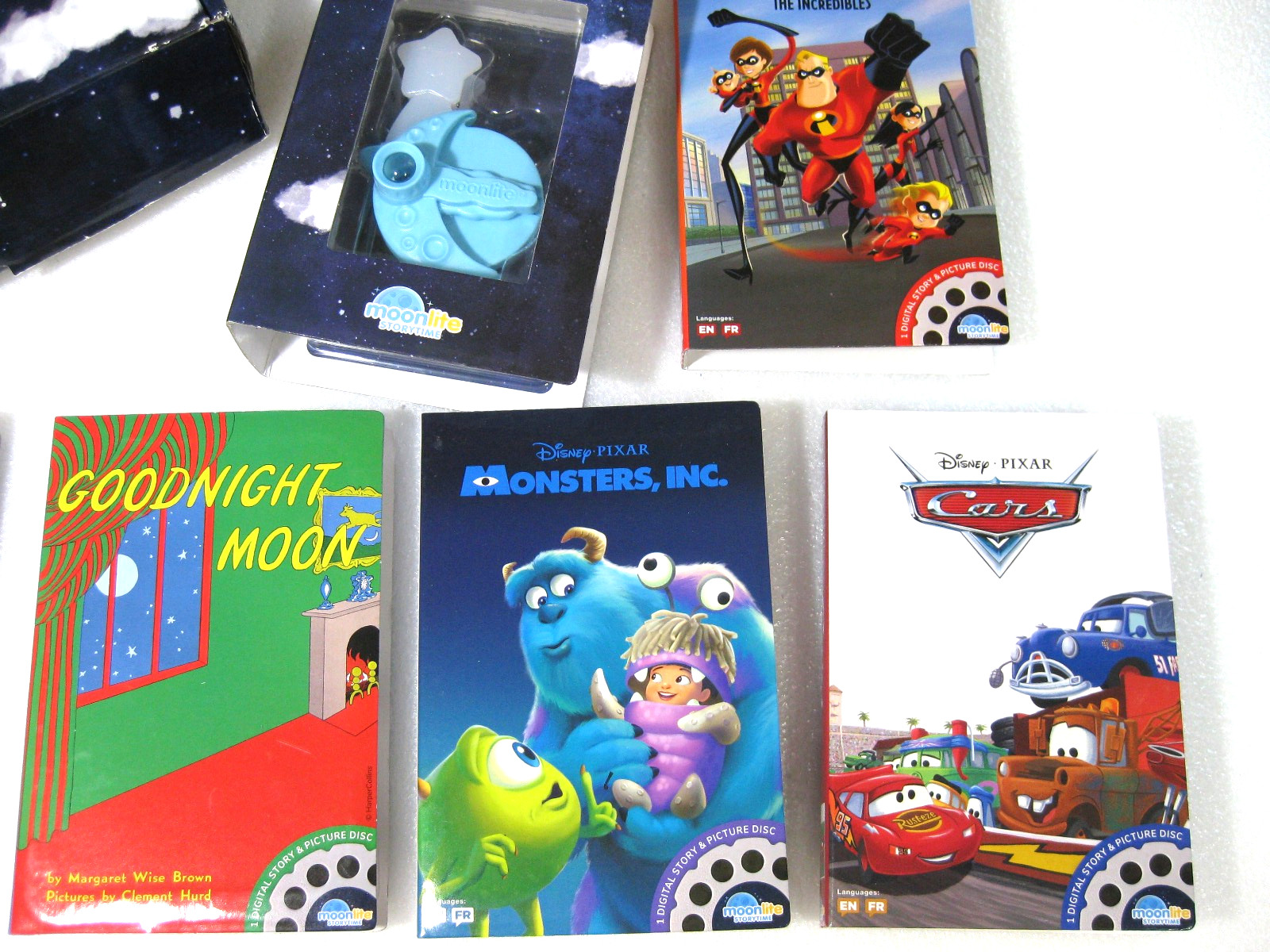 Disney Pixar Moonlite Story Time Projector & Movie Lot Of 5 Disk Sets In Cases