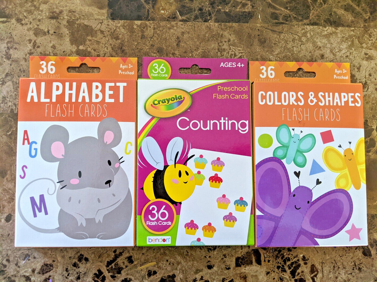 Alphabet and Counting and Colors & Shapes Learning Cards Set Flash Cards Sets