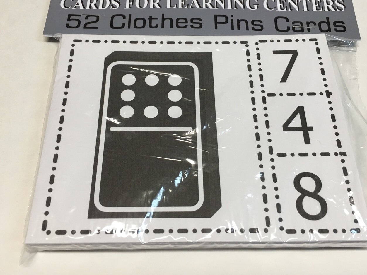 DOMINO ADDITION – Cards for Learning Center 52 Clothes Pin Cards Set Teaching