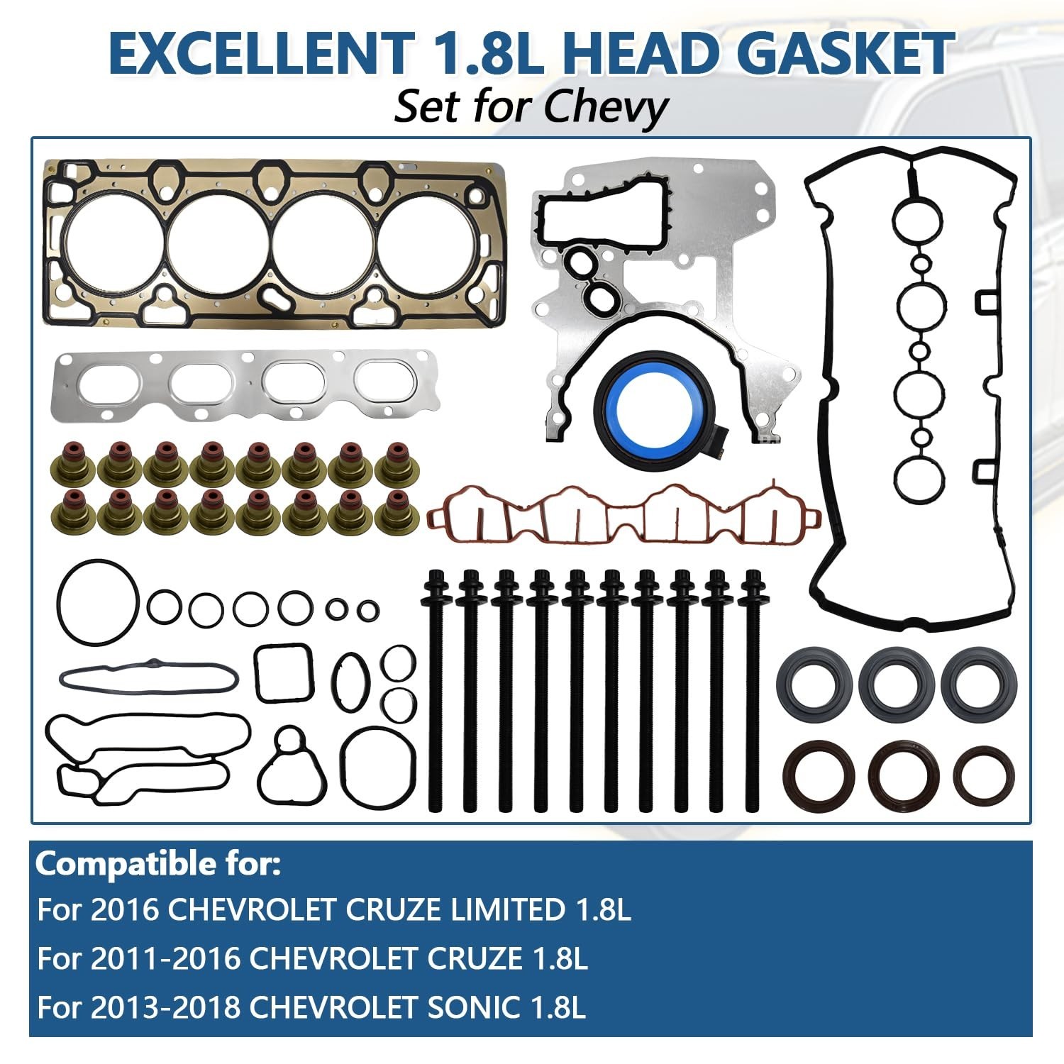 Engine Head Gasket Set with ES72469 Head Bolt Set Fits for Chevy Cruze Sonic …