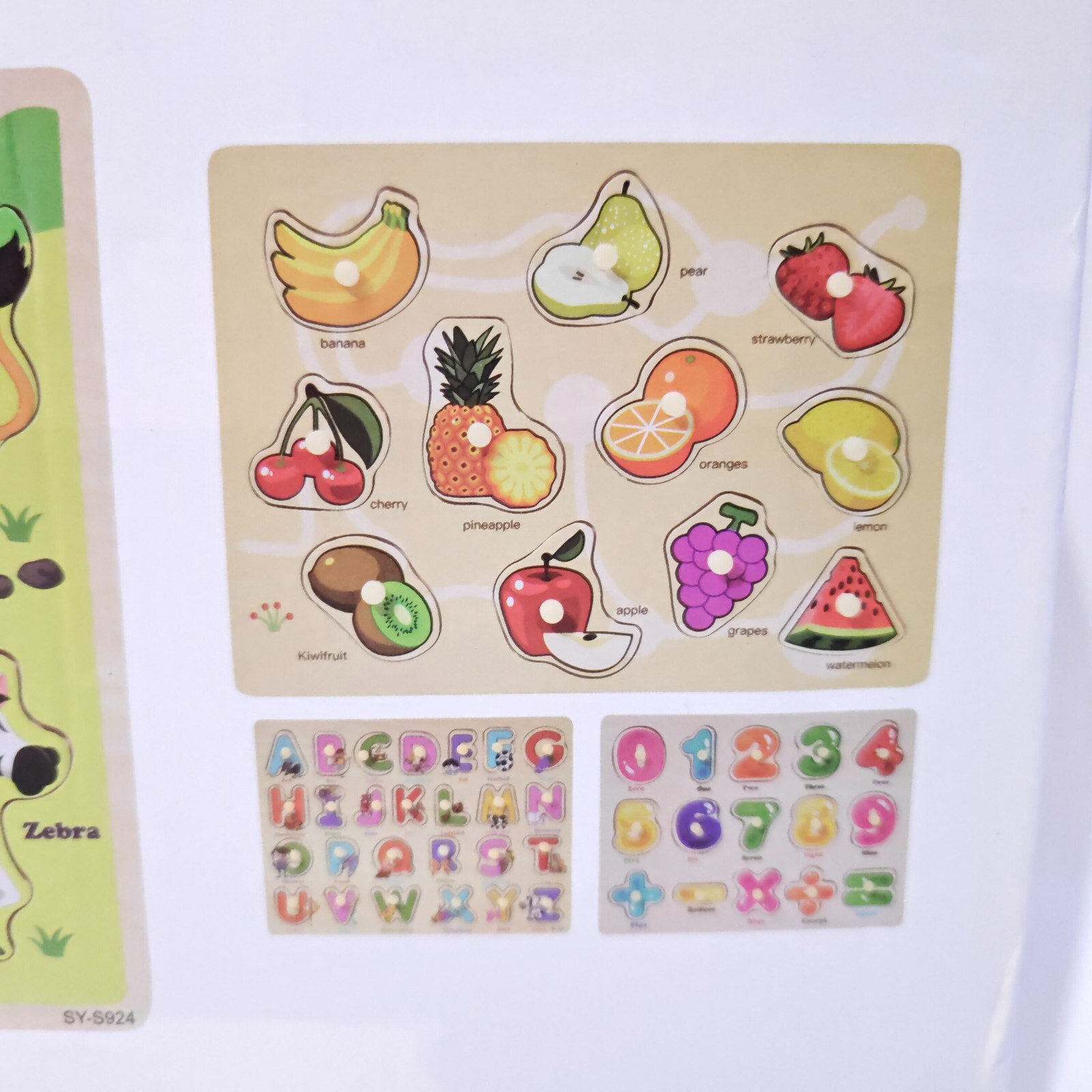 4pcs Wooden Puzzles Toy Gift for 2, 3 Years Old Boys Girls, Montessori Toys Peg