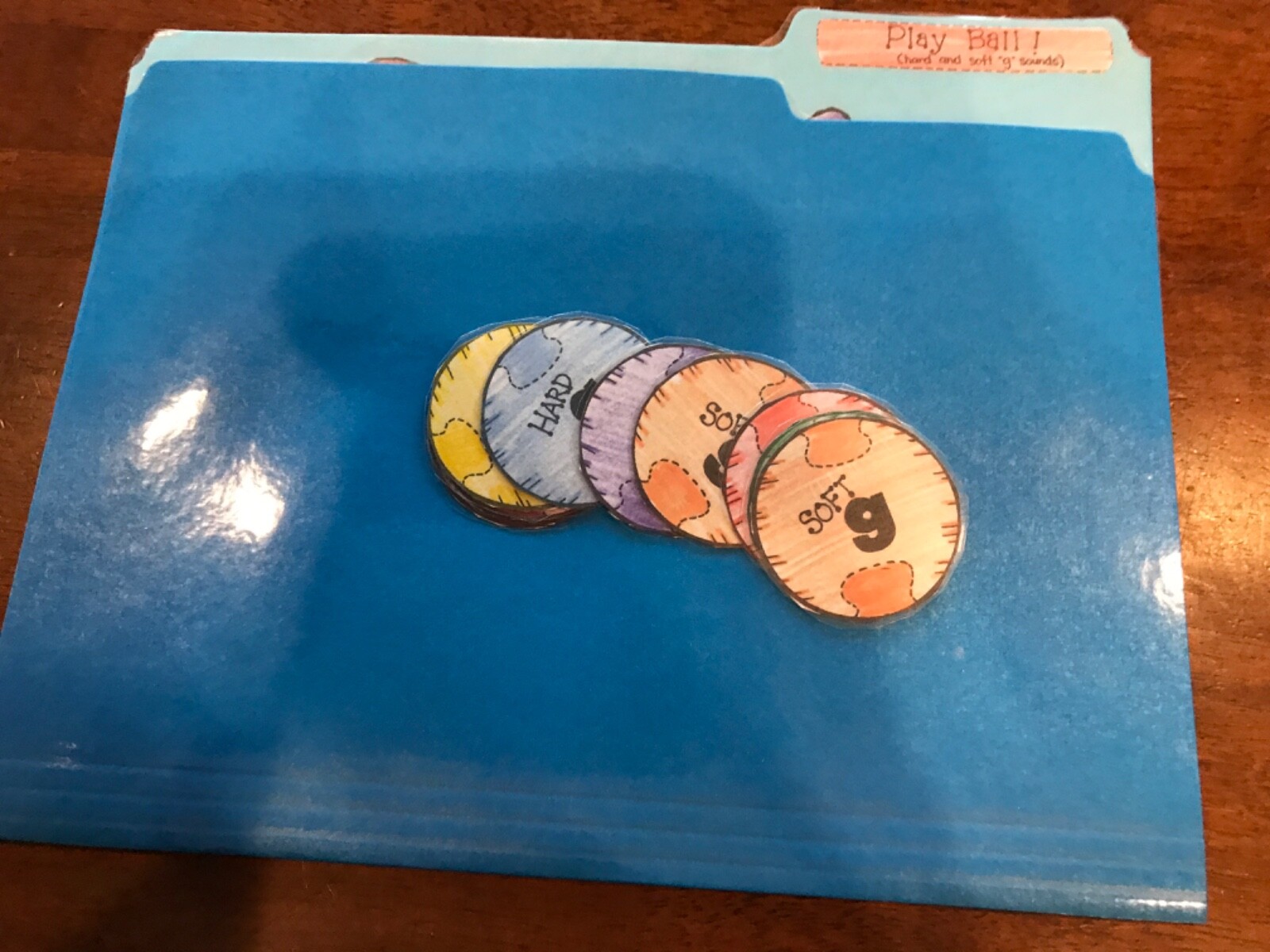 Play Ball! Hard soft “g” sounds 1st grade language arts file folder game