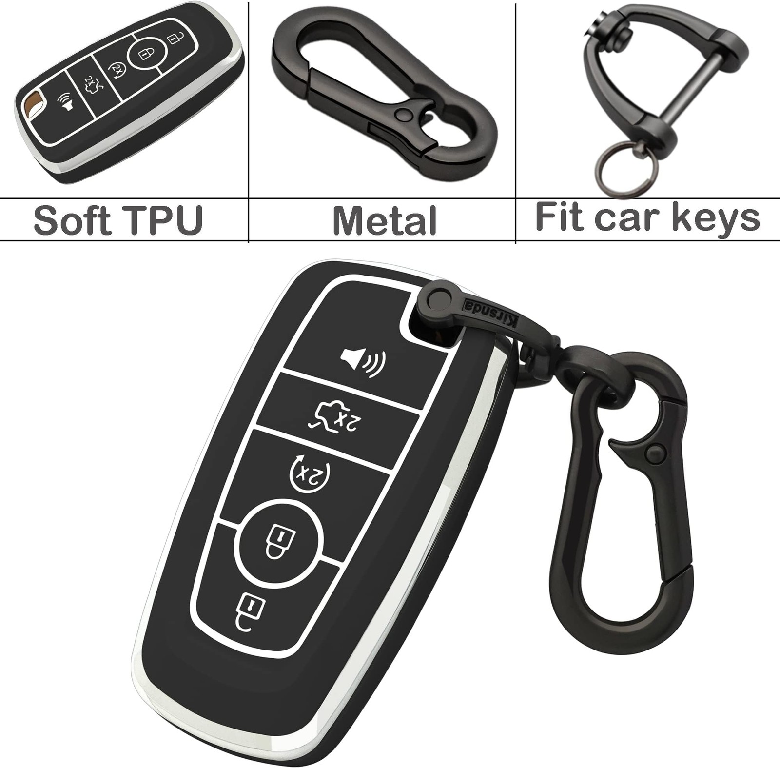 Kirsnda Key fob Cover case Keychain Compatible with Ford,Soft TPU Key case fi…