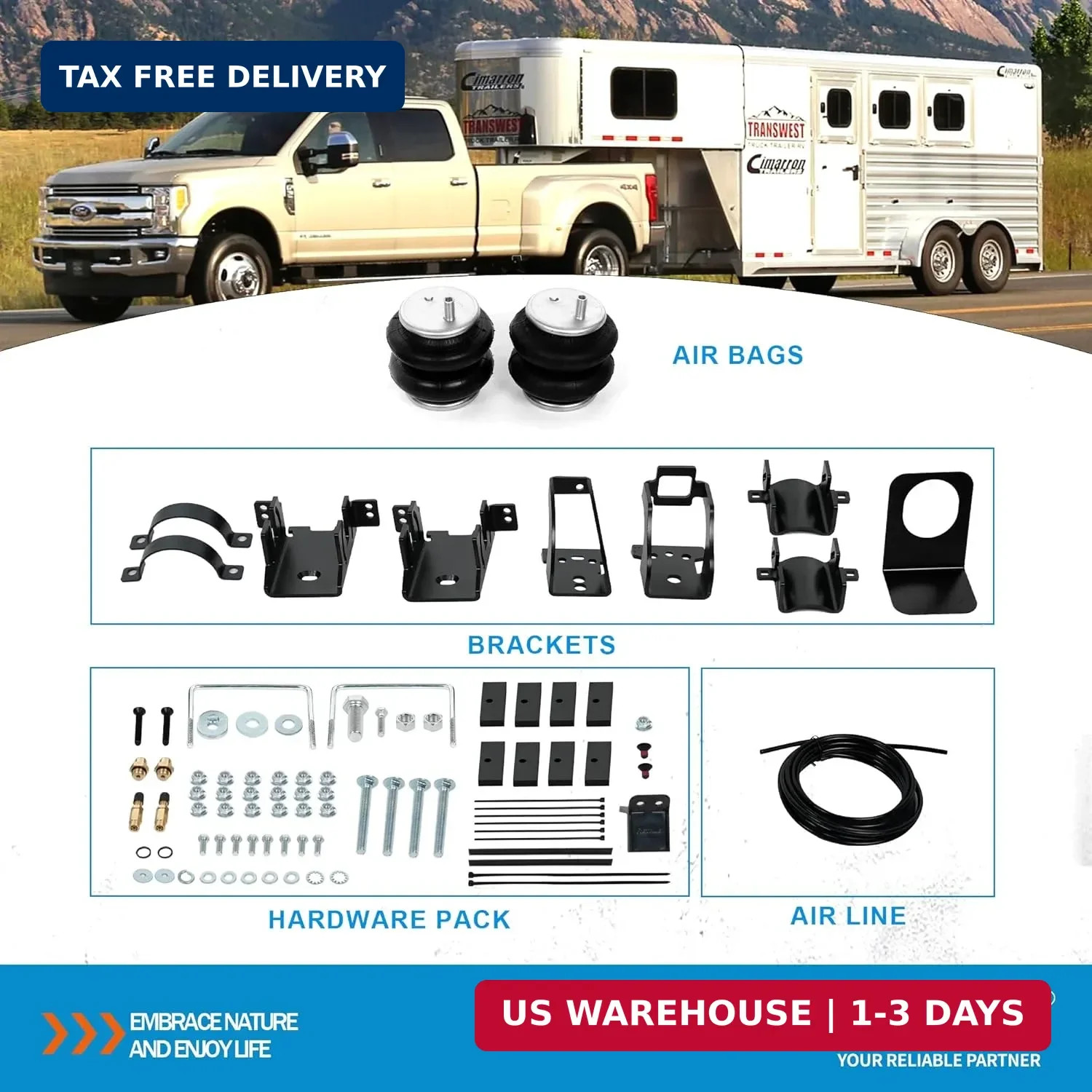 RETRUE Rear Air Bags Suspension Kit for 2011-2016 Ford F250 F350, 2011-2013 F450