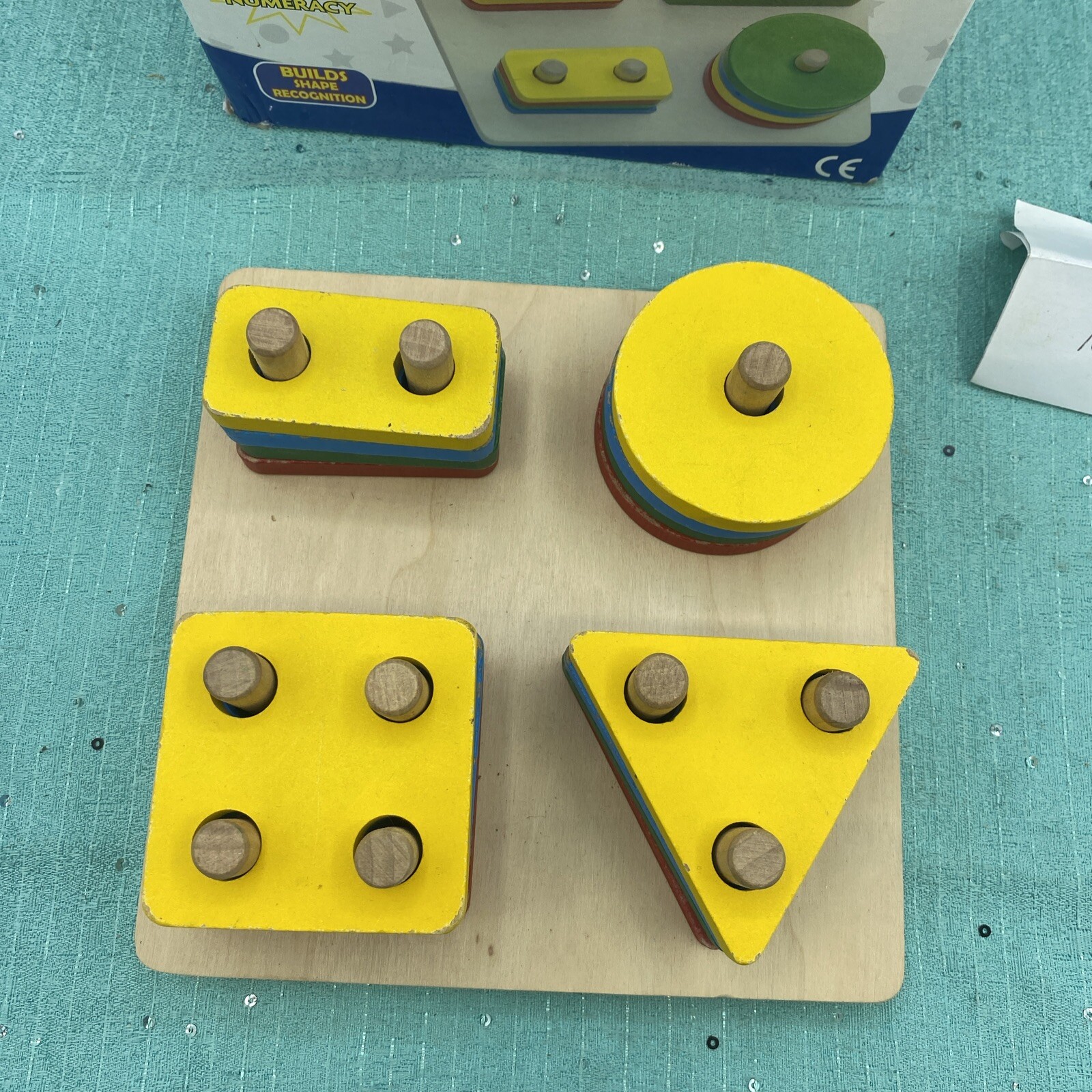 Vintage REAL WOOD TOYS Sort-A-Shape Activity Board Developmental Game
