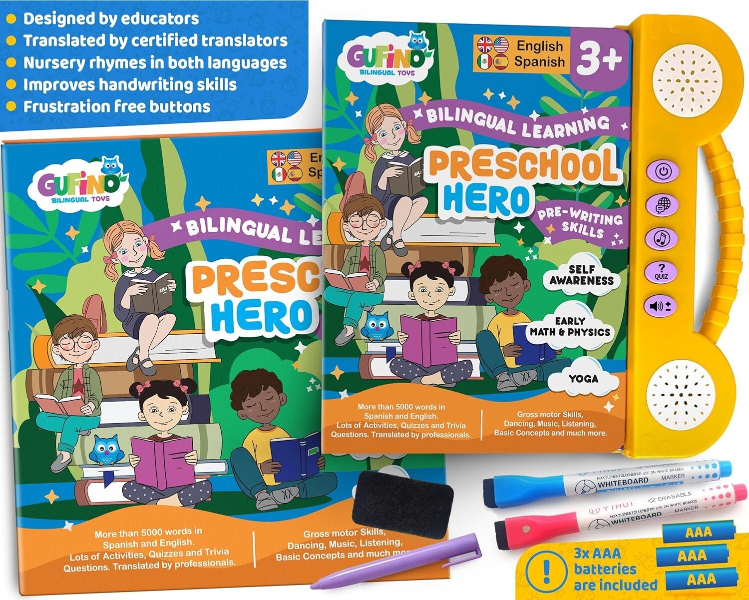 Bilingual Preschool Learning Activities with 2 Dry Erase Markers – SH5