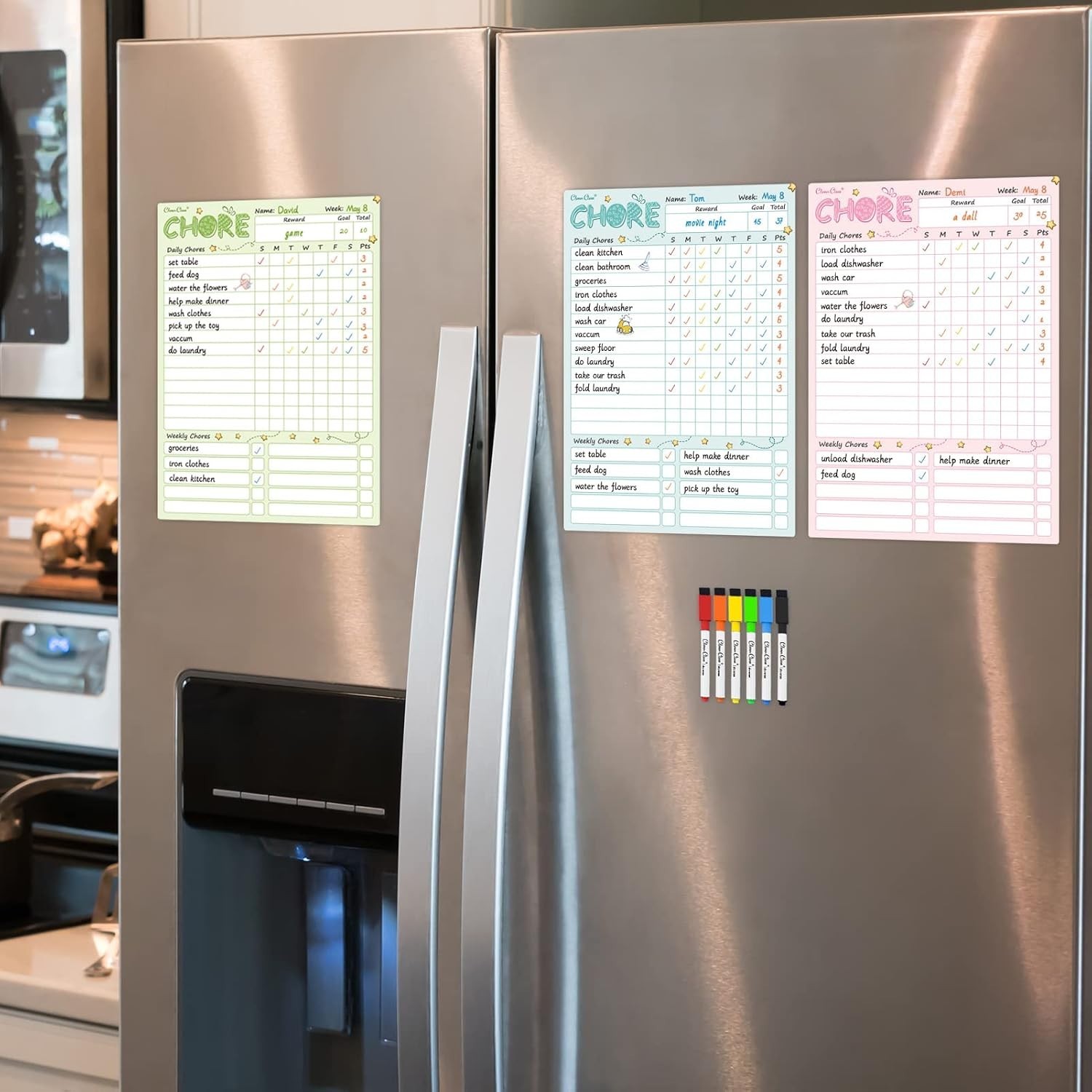 Customizable Magnetic Chore Chart Set – 8.5″x12″ Boards for Kids’ Responsibility