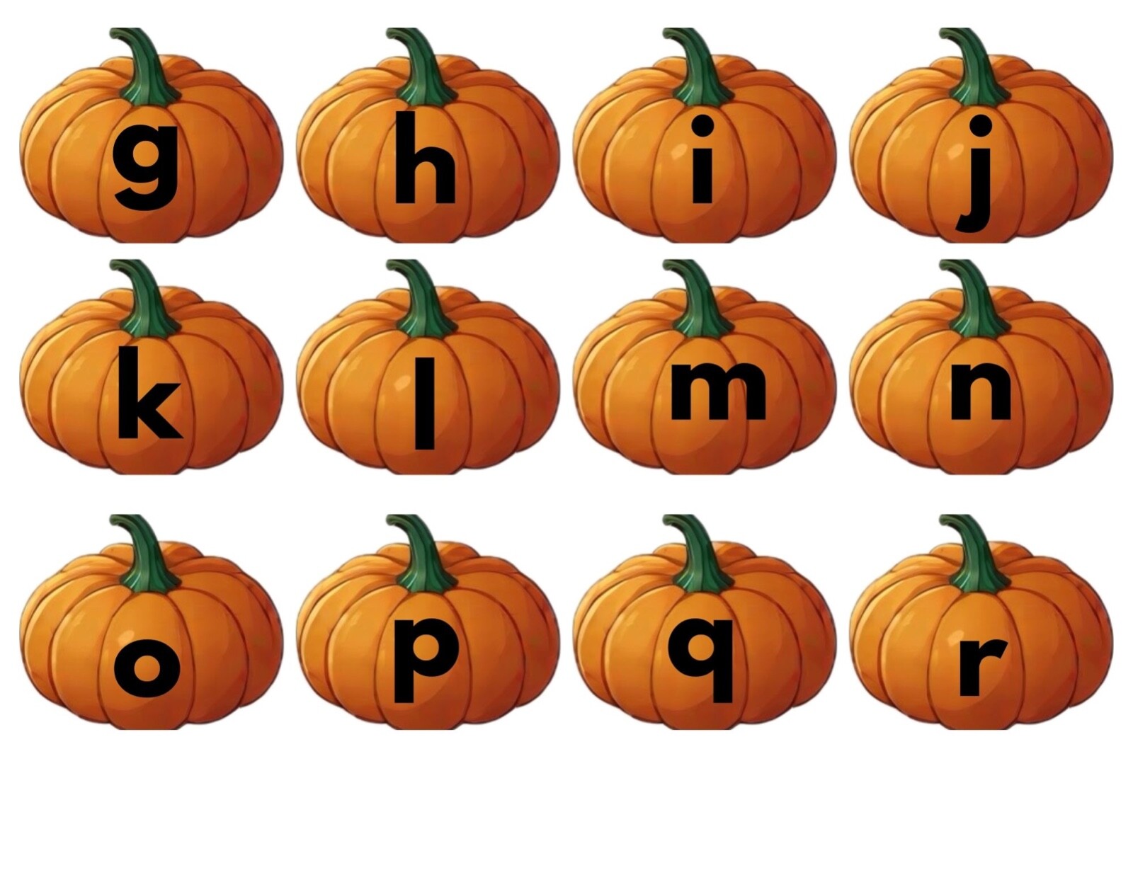 Pumpkin patch Game – Learning Center for Preschool Alphabet – DIY PRINTED