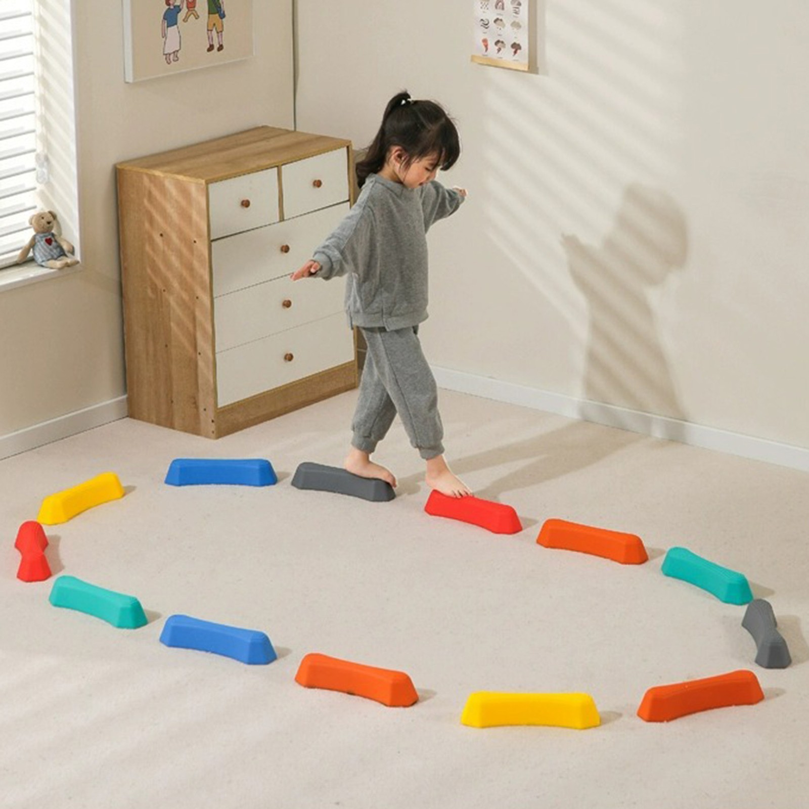 6PCS Stepping Stones Rainbow Non-slip Textured Sensory Stepping Stones for Kids