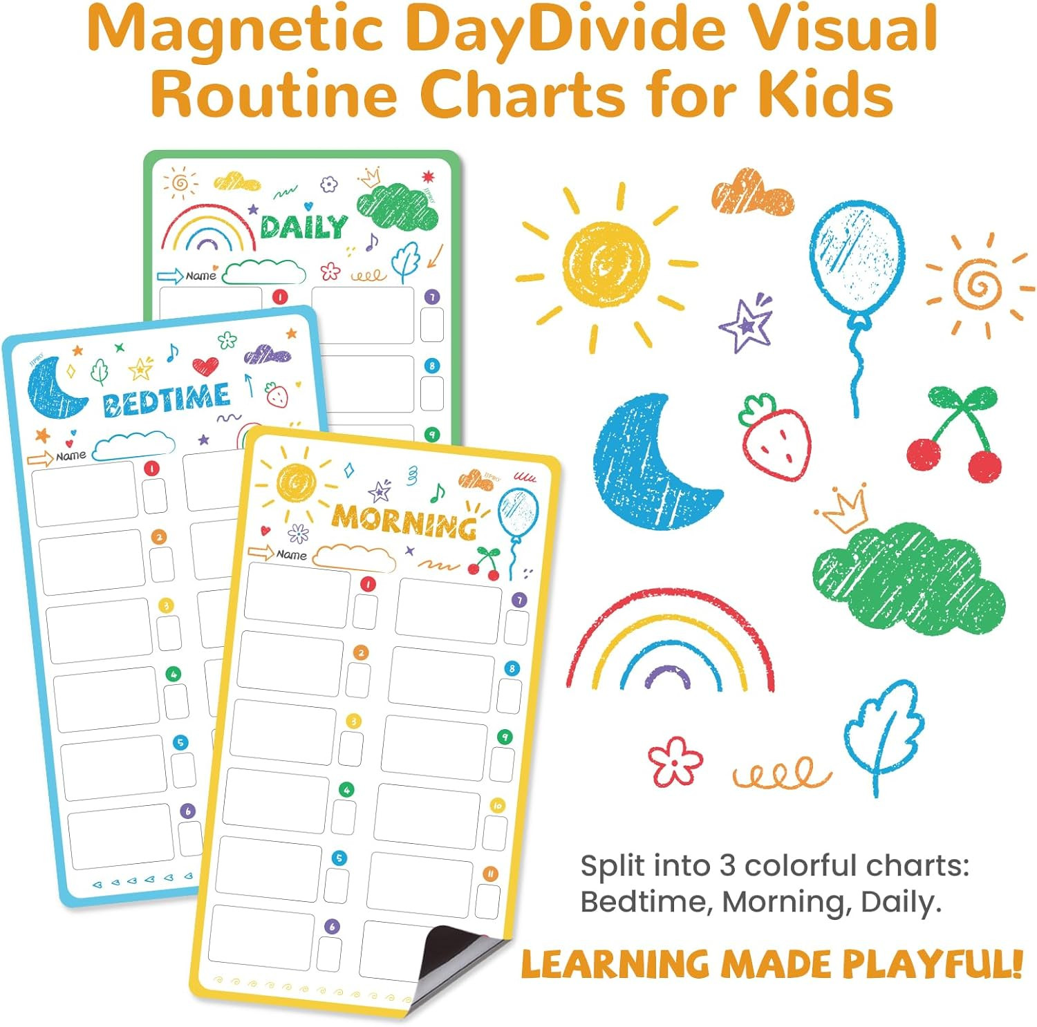 Magnetic Bedtime/Morning/Daily Routine Chart for Kids with Reward Jar-Morning Ro