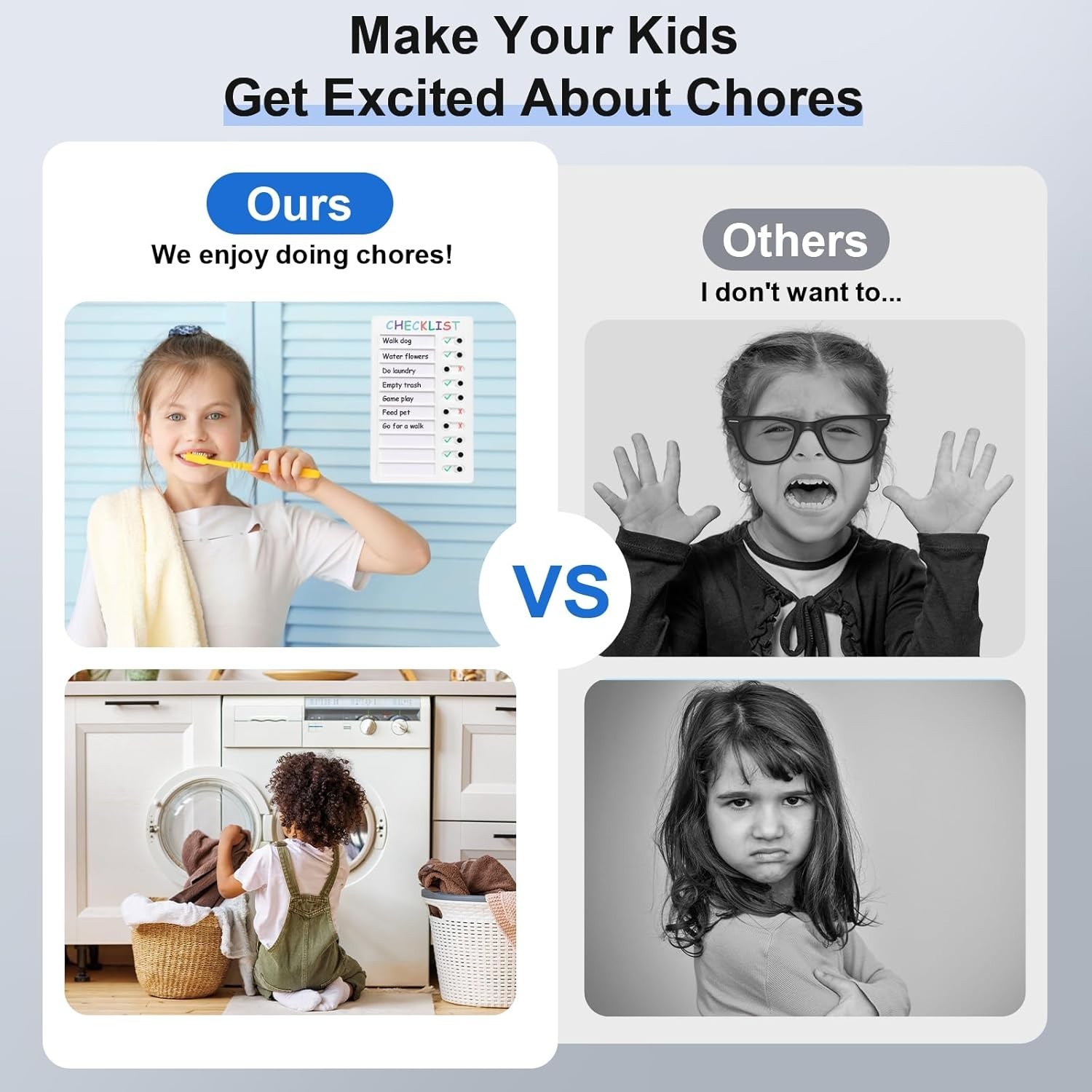 2-Piece Waterproof Chore Checklist Boards – Engaging Tools for Kids’ Daily Tasks