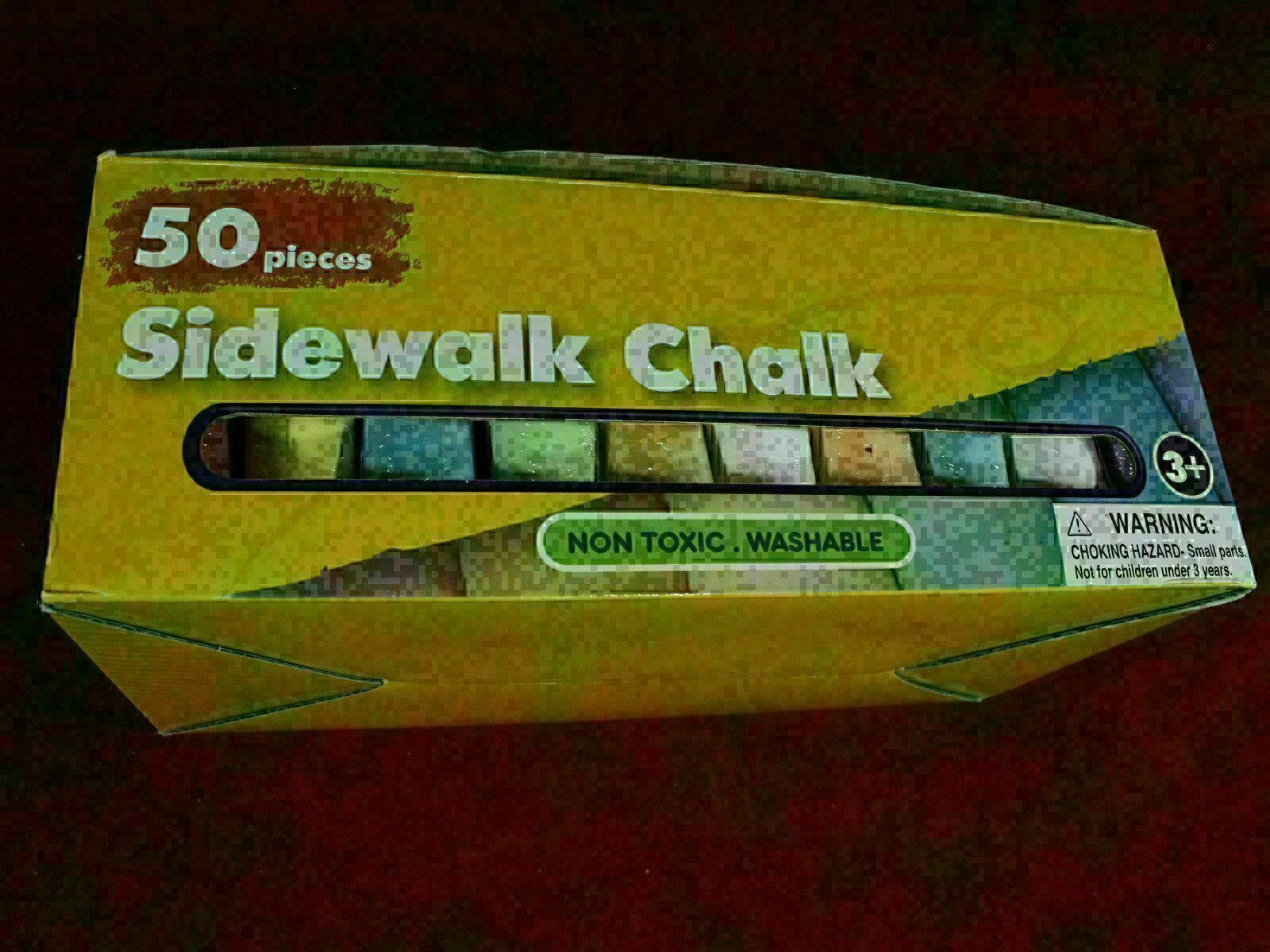 New 50 Pieces of washable and non toxic Sidewalk Concrete Chalk Childrens Game