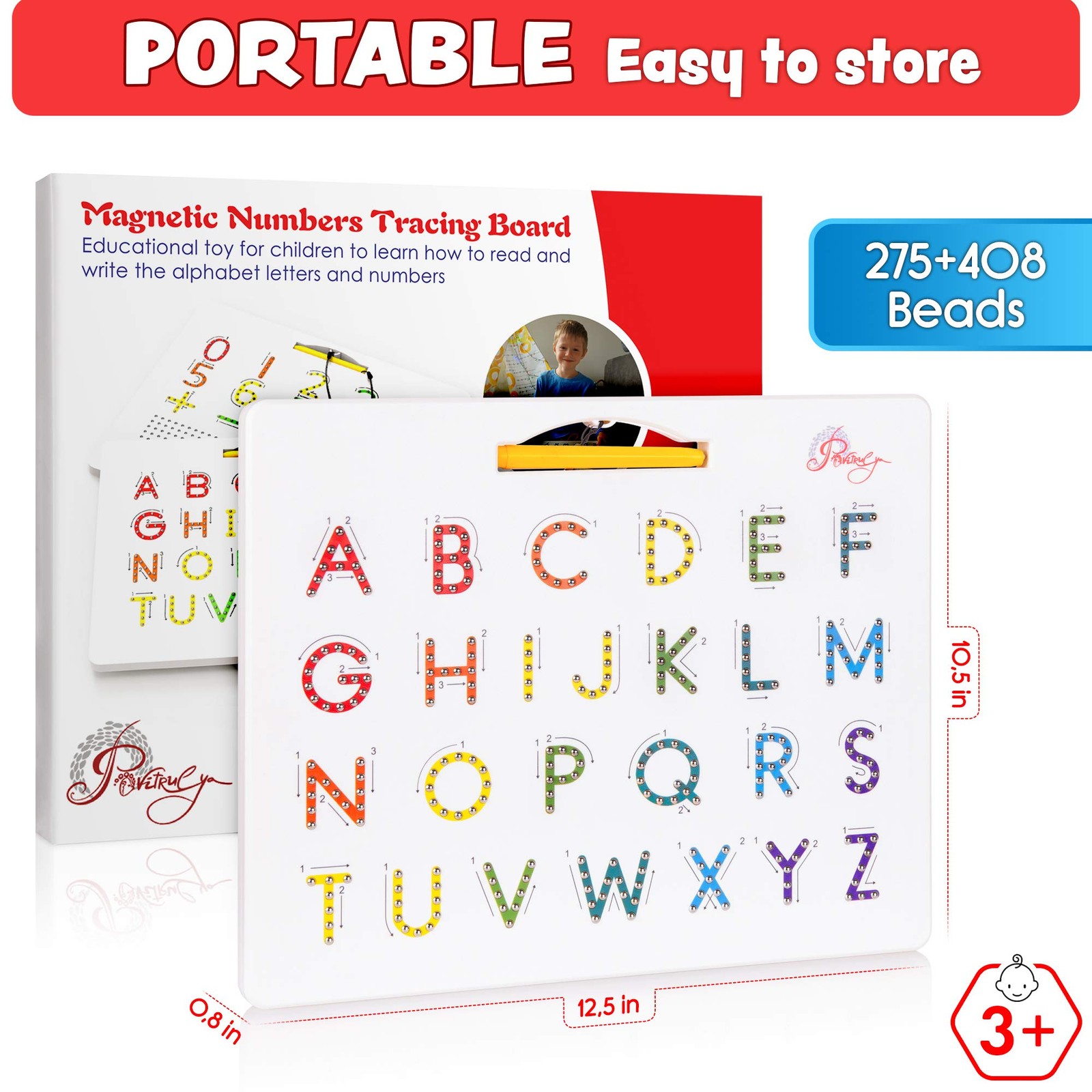 Magnetic Alphabet Tracing Board – double sided letters & numbers Magnetic