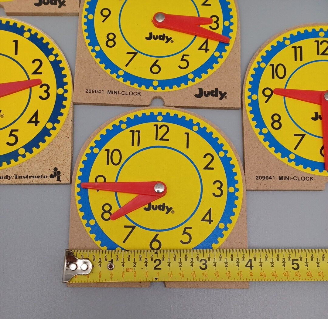 Lot of 5 Judy Instructional Analog Teaching Mini Clocks