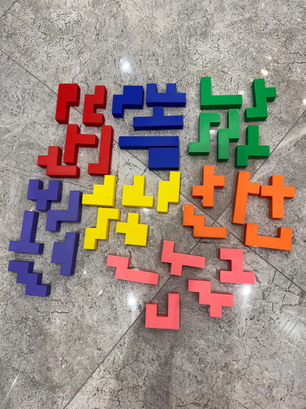 Hexomino Puzzle – 35 Unique 3D Printed Pieces, Fun Mind Challenge Gift for Kids