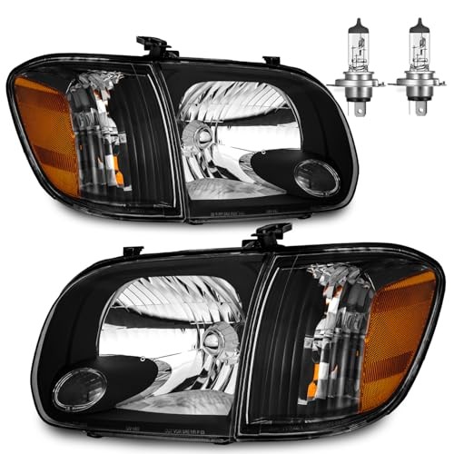 Headlights W/Bulbs for 2005 2006 OE Replacement Black – With H/L Beam Bulbs