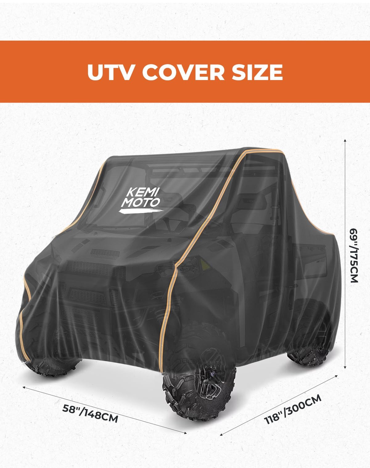 UTV Cover Dustproof 420D Oxford UV Resistant 118x69x58