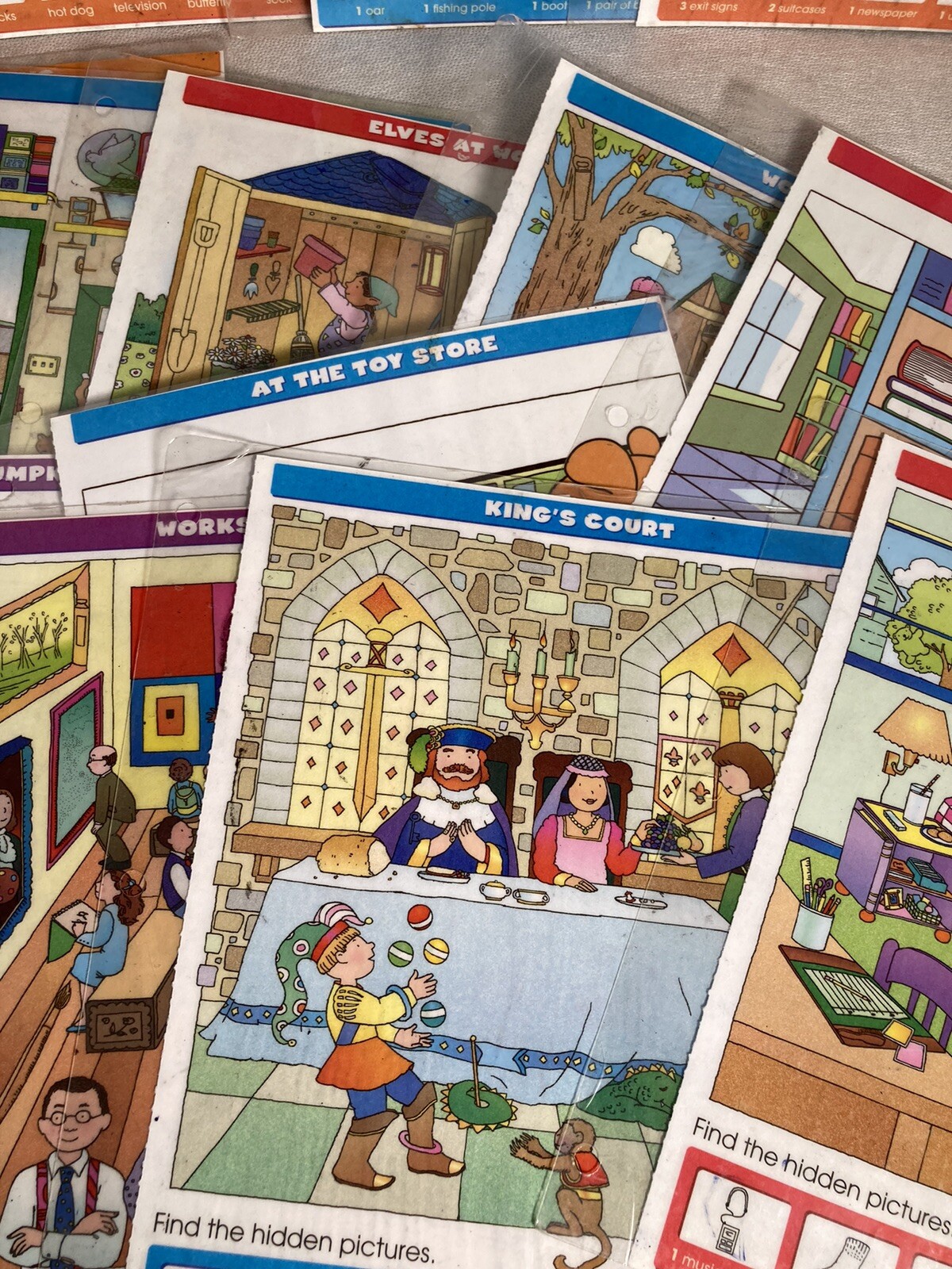 Lot Of 15 Double Sided Loose Laminated Sheets Find Hidden Pictures Activity