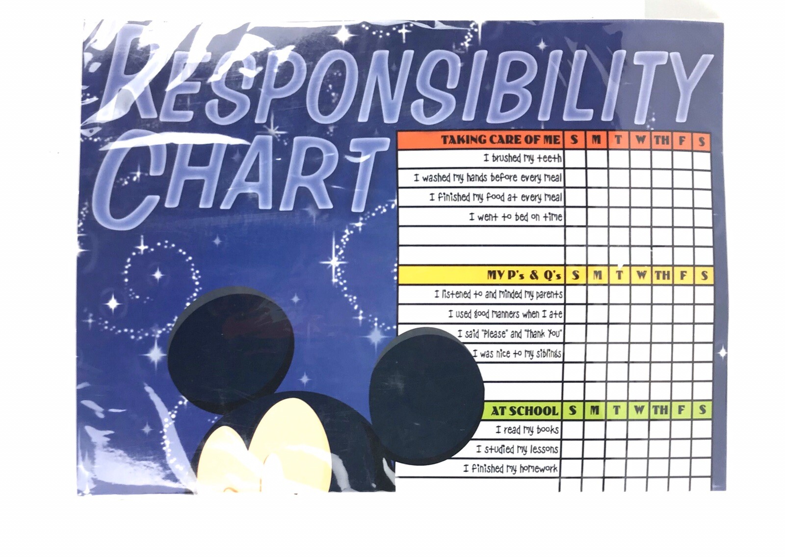 3 Lots of Disney Mickey Mouse Responsibility Chart with Dry Erase Marker