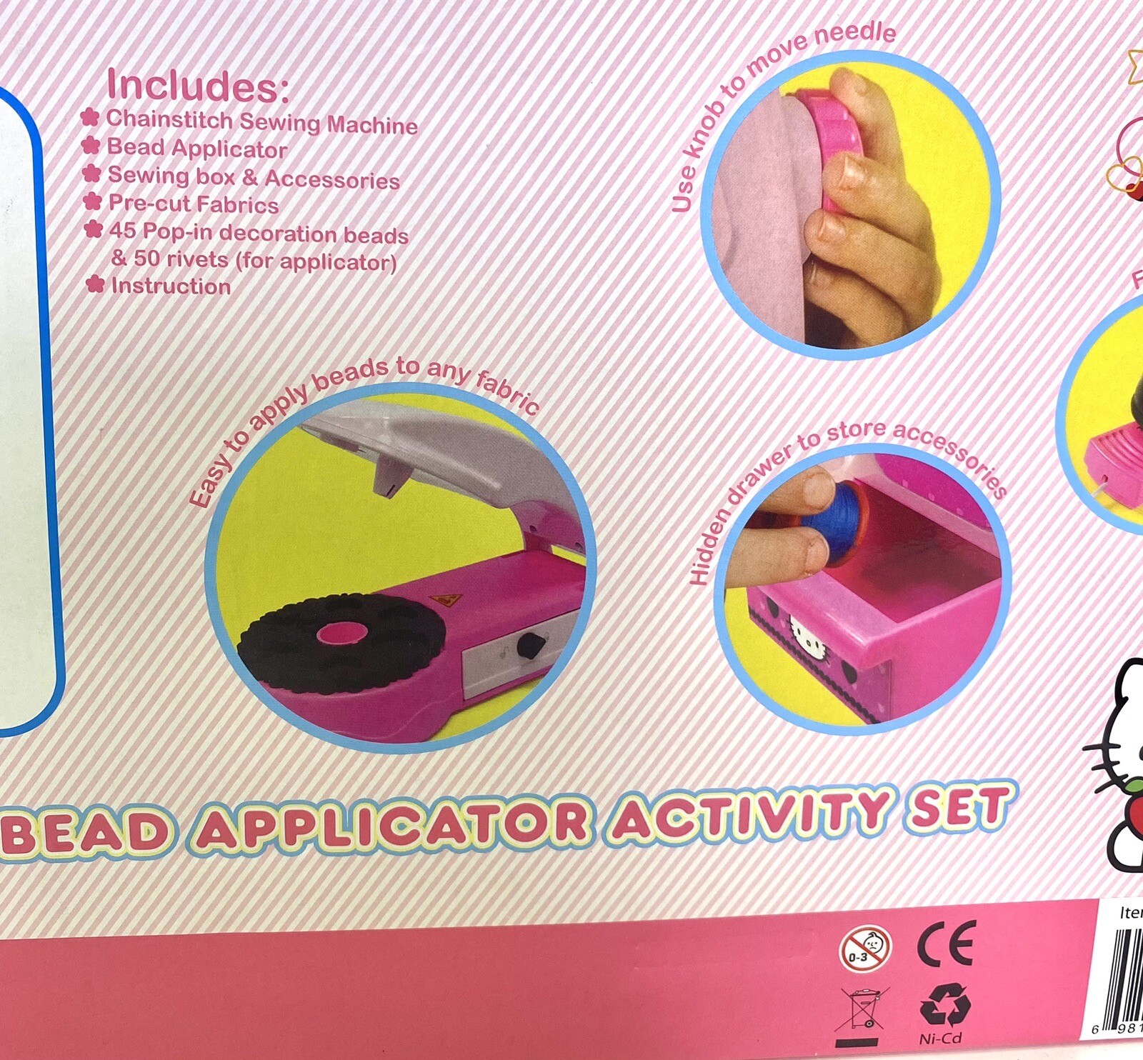 Hello Kitty Chainstitch Sewing Machine & Bead Applicator Activity Set Sanrio NOS