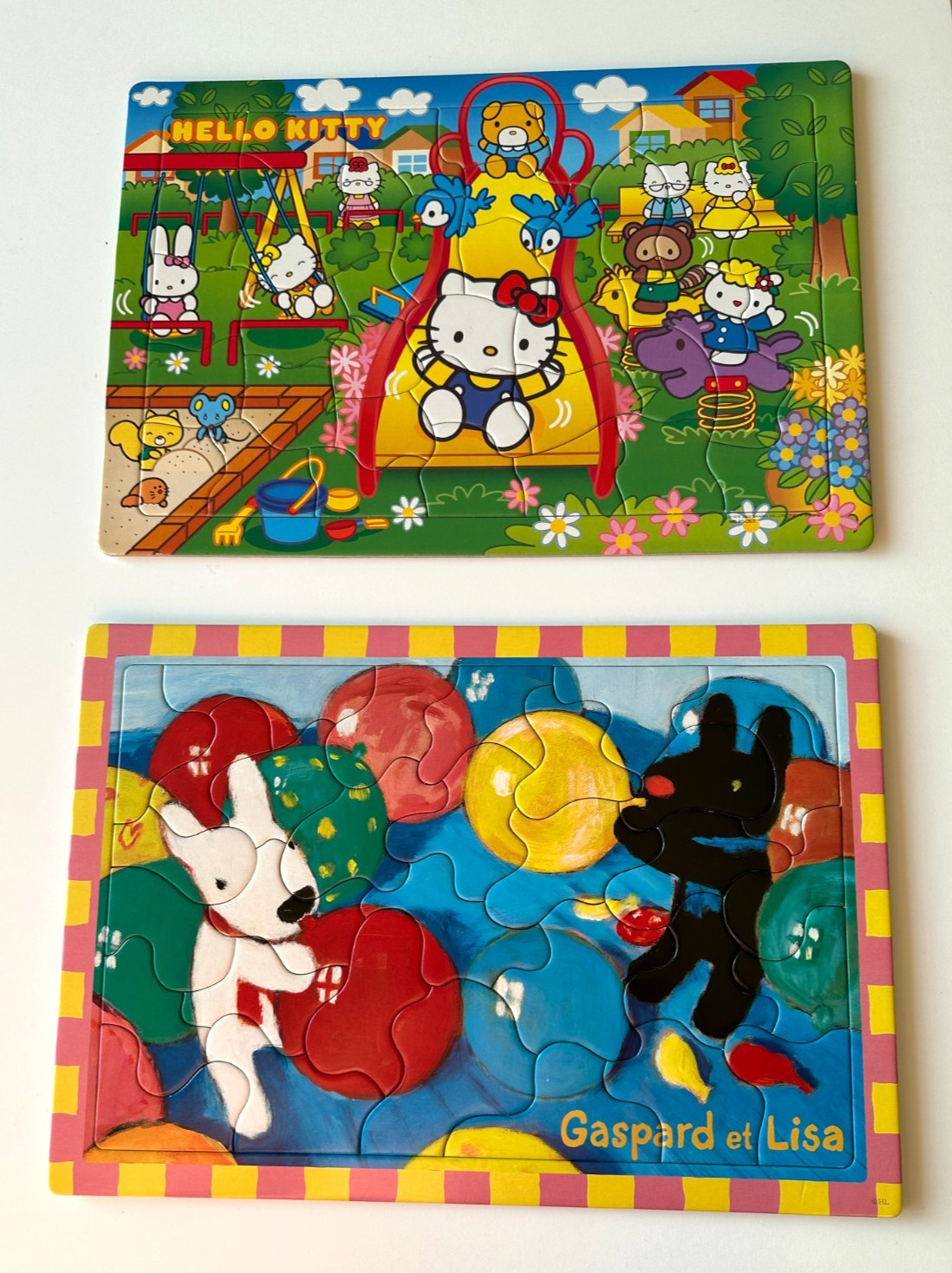 Kids Hello Kitty at Park and Gaspard & Lisa Balloon puzzle 32 piece EUC Japanese