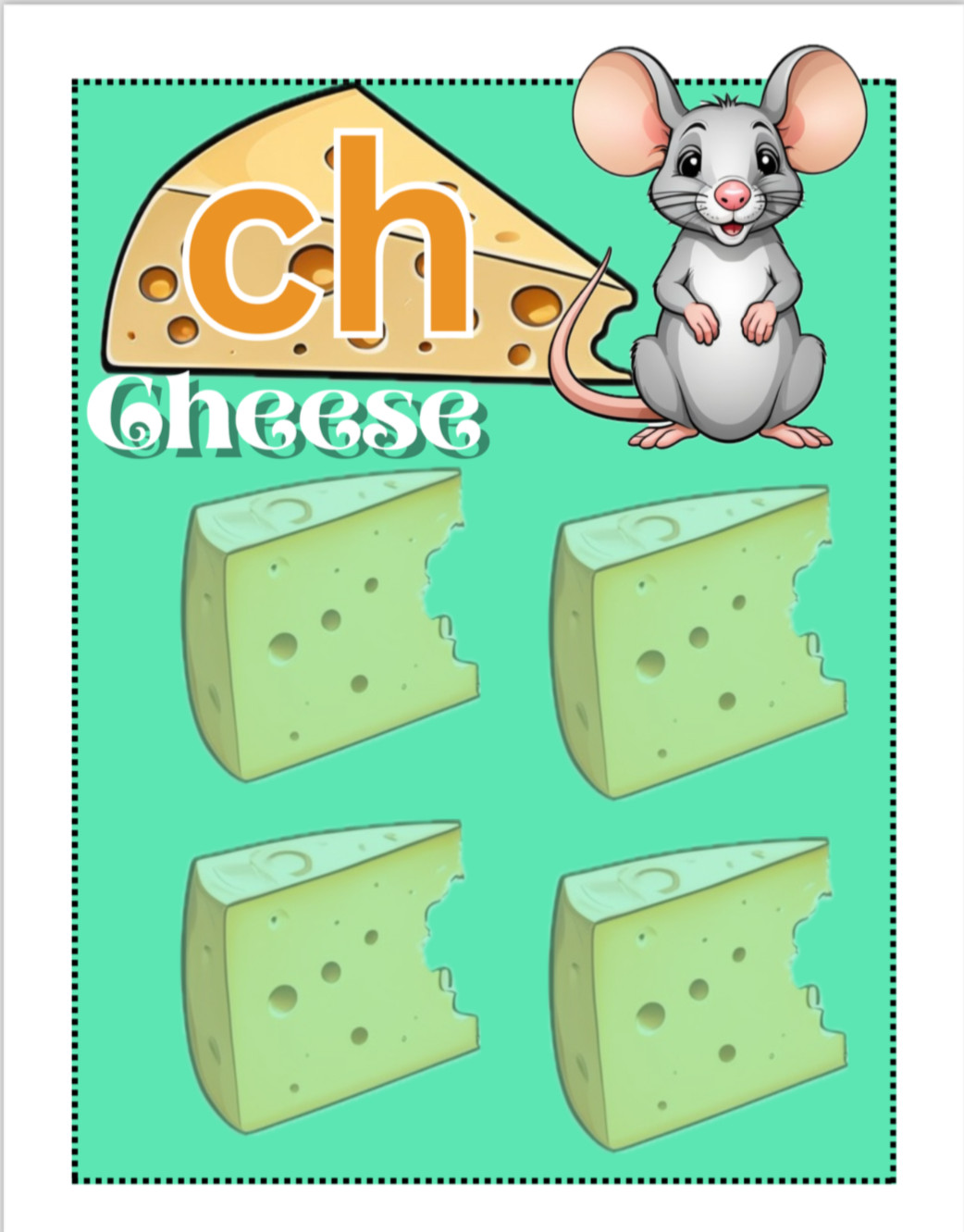 NEW – Phonics Game CH SH – DIY File Folder game – Printed / Uncut